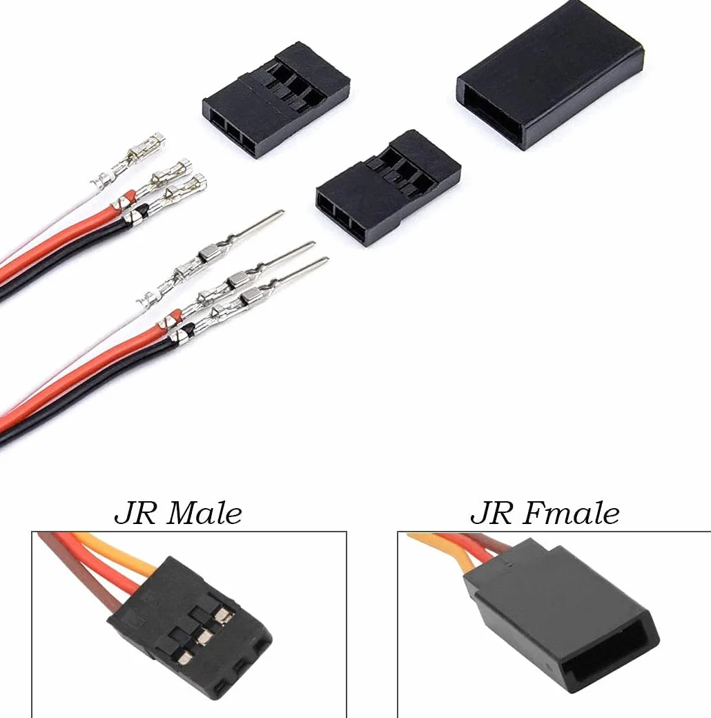 RUNCCI-YUN Zestaw 30 wtyków Servo Set, 3 Pin JR, męski męski wtyk typu Dupont + 2,54 mm męski męski wtyk Dupont, 5 m 3-pinowy kabel do serwerwy Futaba Style Servo Connector