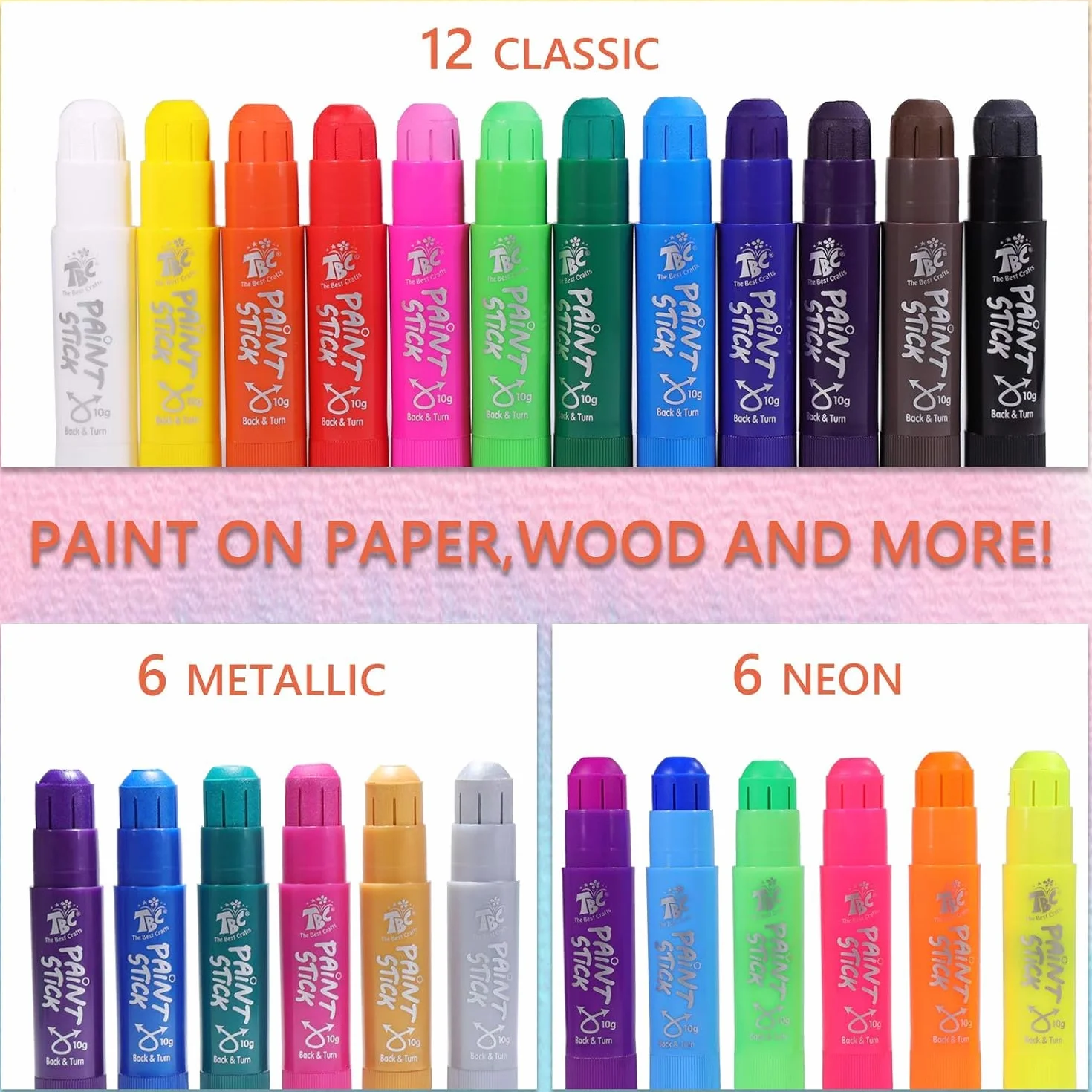 TBC The Best Crafts Grube kredki dla dzieci, zmywalne, nietoksyczne, 24 kolory, dla małych dzieci