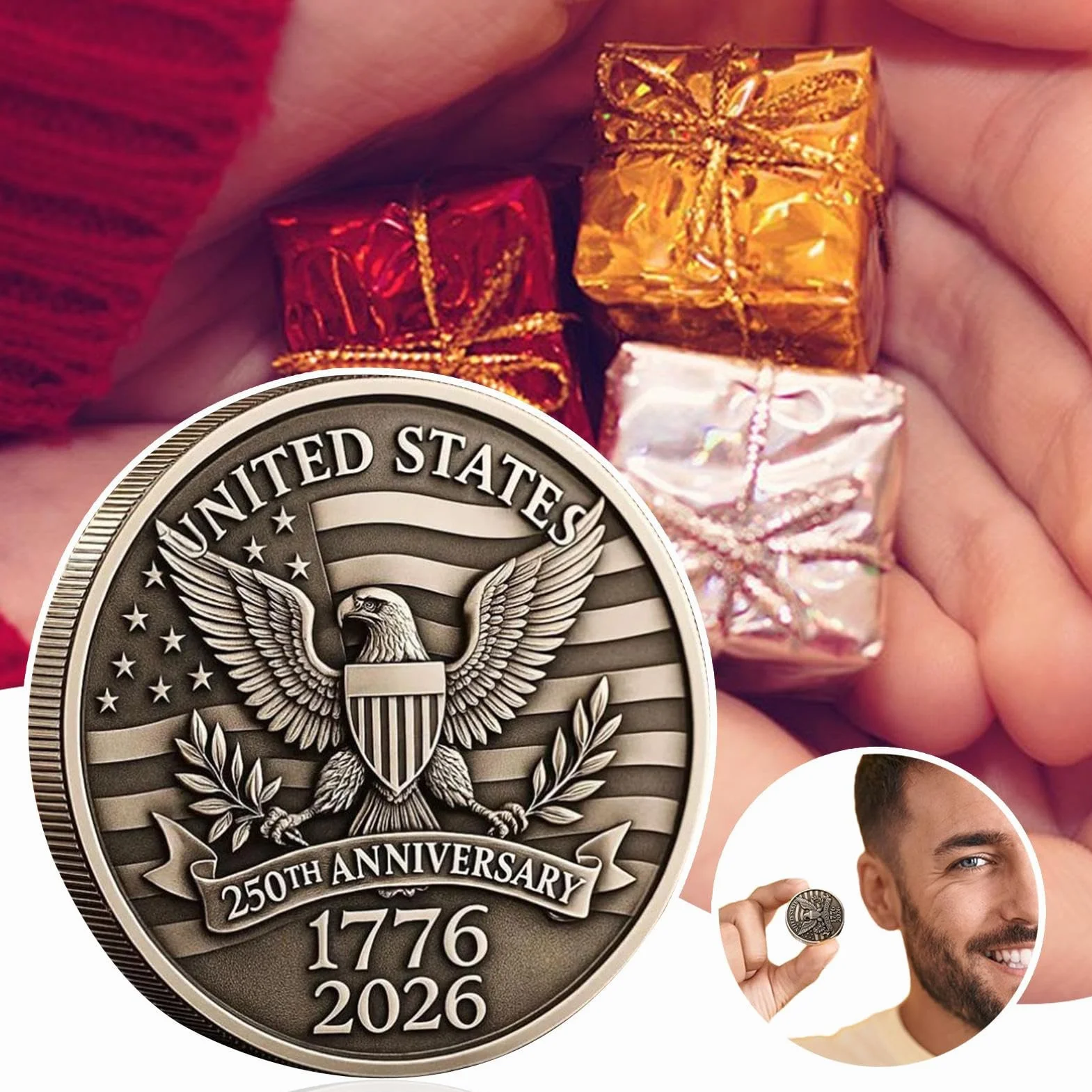 Marine Corps Challenge Coin Commemorative 3D Artistic Design Collectible Award Antique Gold Finish