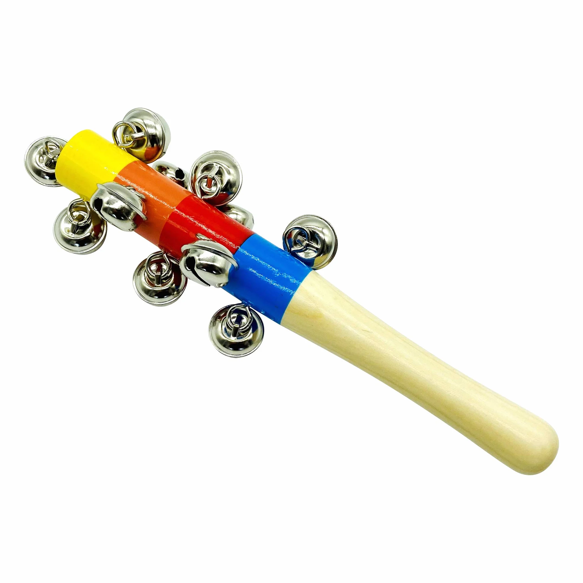 GICO Grzechotka z obejmami kolorowa z drewna dla dzieci z dzwonkami instrument muzyczny - długość 21,5 cm - 3861