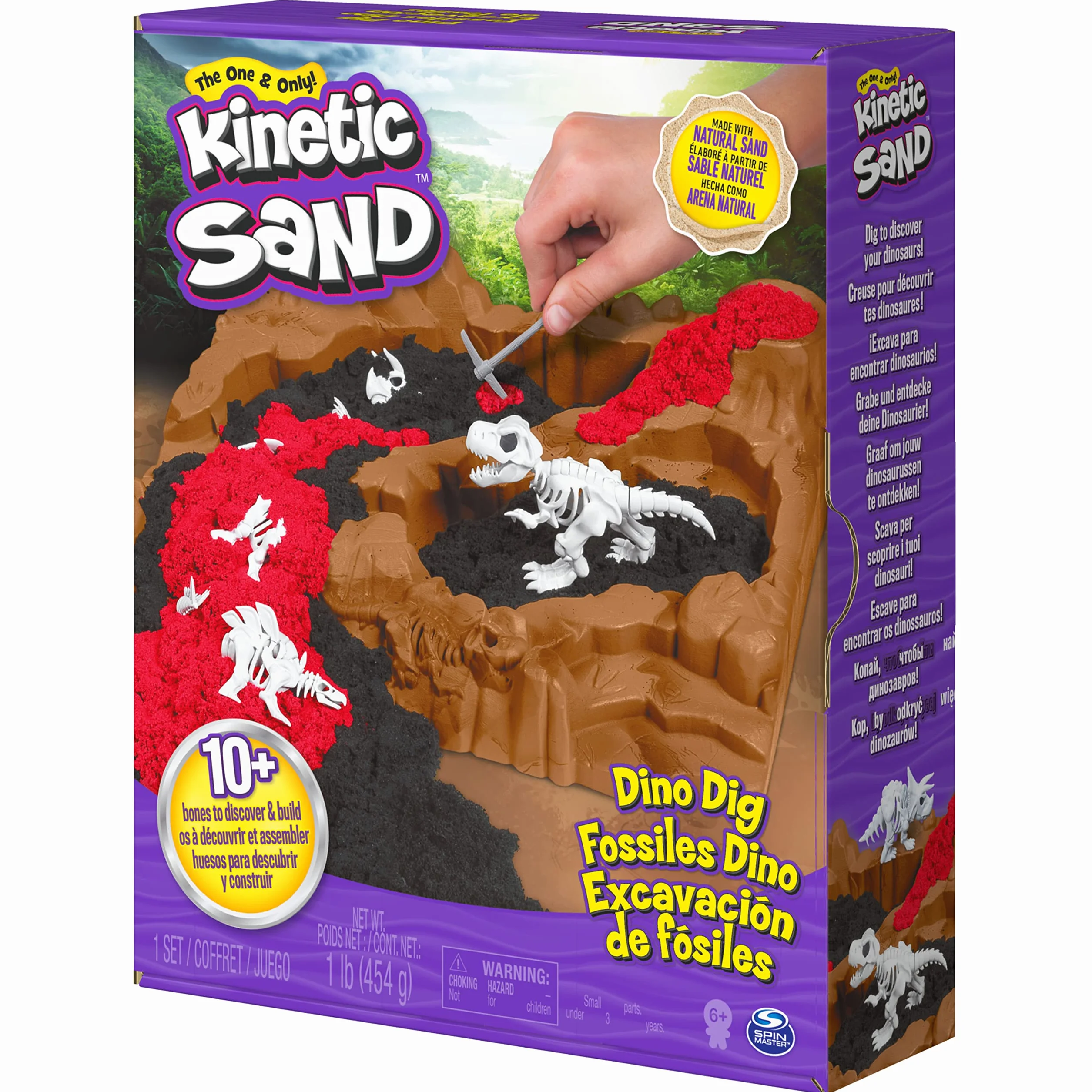 Kinetic Sand 6055874 - Wykopalisko Dinozaurów, Piasek Kinetyczny Z 10 Ukrytymi Akcesoriami ,3.0 Liczyć