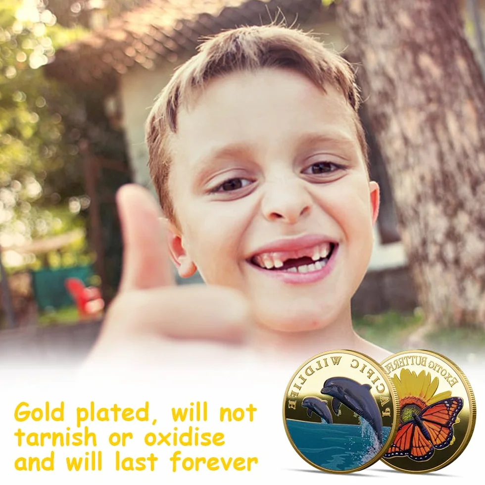12 sztuk monet z wróżką zębową, monety Tooth Fairy z różnymi wzorami, pamiątki dla dzieci z zgubionymi zębami, prezenty dla chłopców i dziewczynek