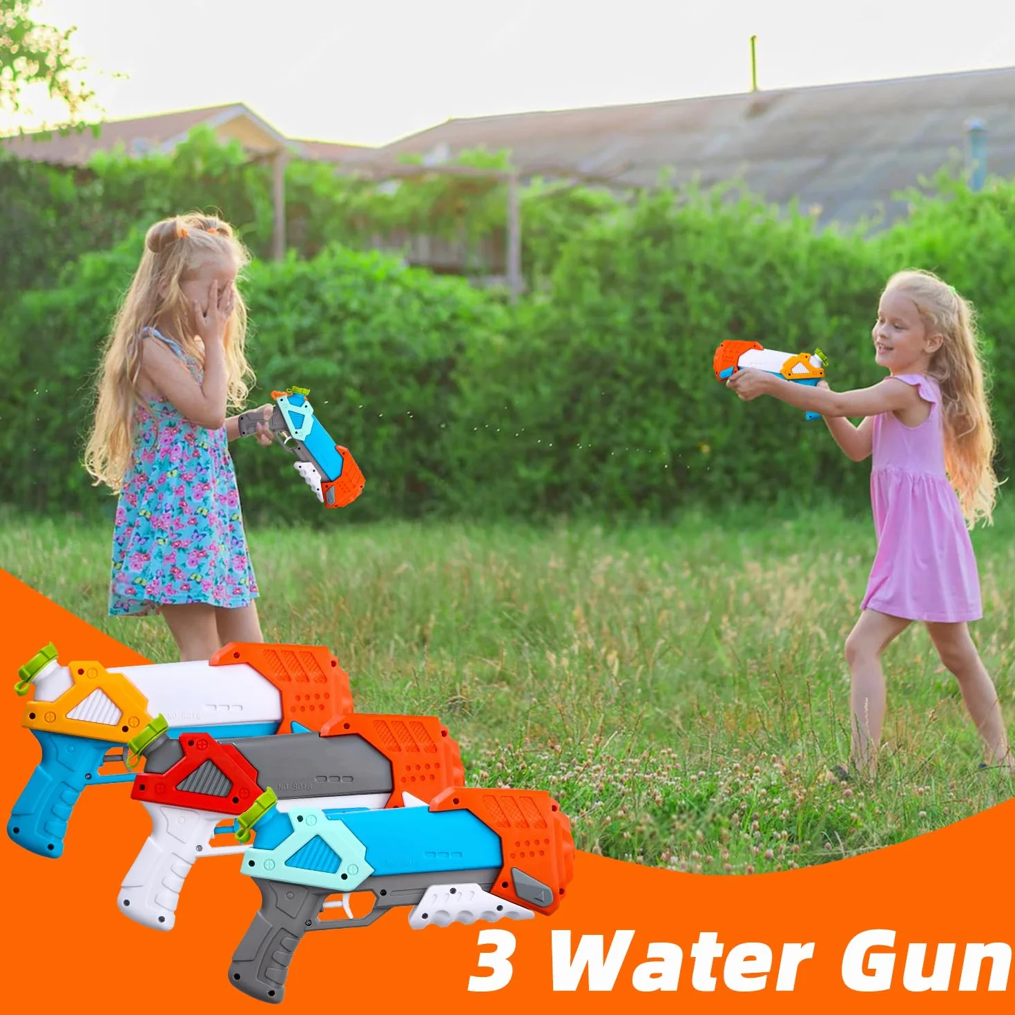 Cotepi Pistolet na wodę dla dzieci, zestaw 3 pistoletów na wodę, pistolet natryskowy, zasięg 10-11 m, pojemność 800 ml, zabawka, plaża na świeżym powietrzu, dla dzieci i dorosłych, na plażę