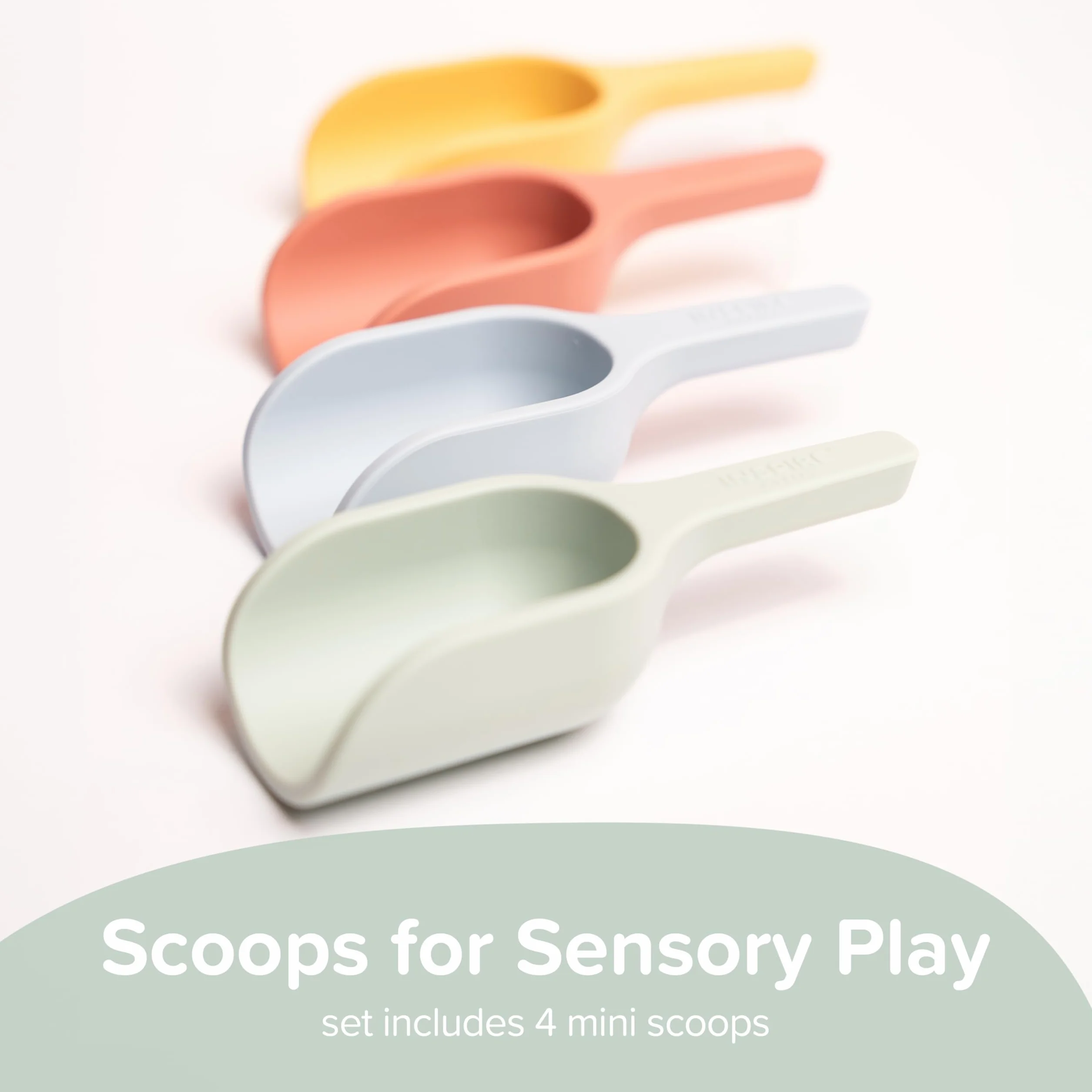 Inspire My Play – 4 x silikonną łopatki do układania w stos – doskonałe akcesoria do tacty sensorycznej – zabawka do wczesnego rozwoju i aktywności, MS4NAT