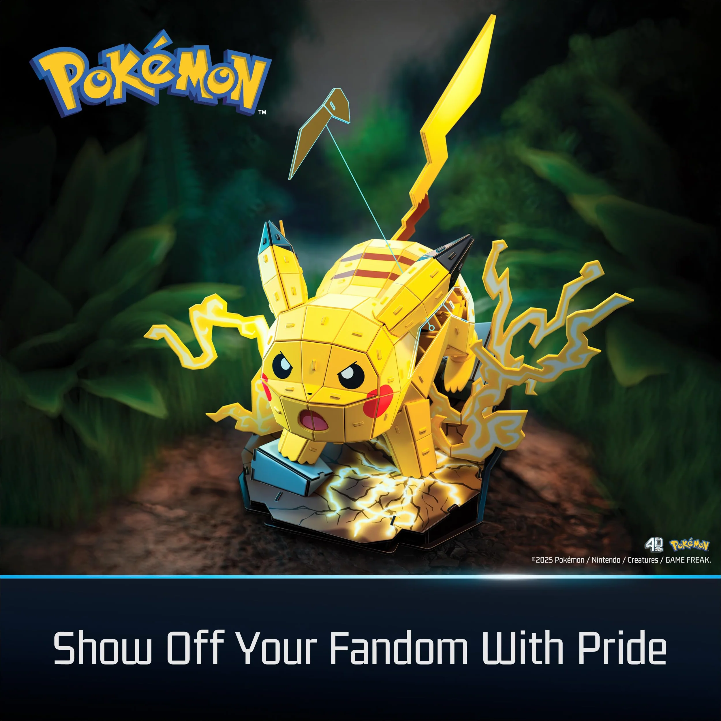4D Build, Pokémon Pikachu 3D Zestaw do składania, Pokémony do kolekcjonowania, Puzzle 3D dla dorosłych i nastolatków, 201 elementów, dla osób w wieku od 12 lat