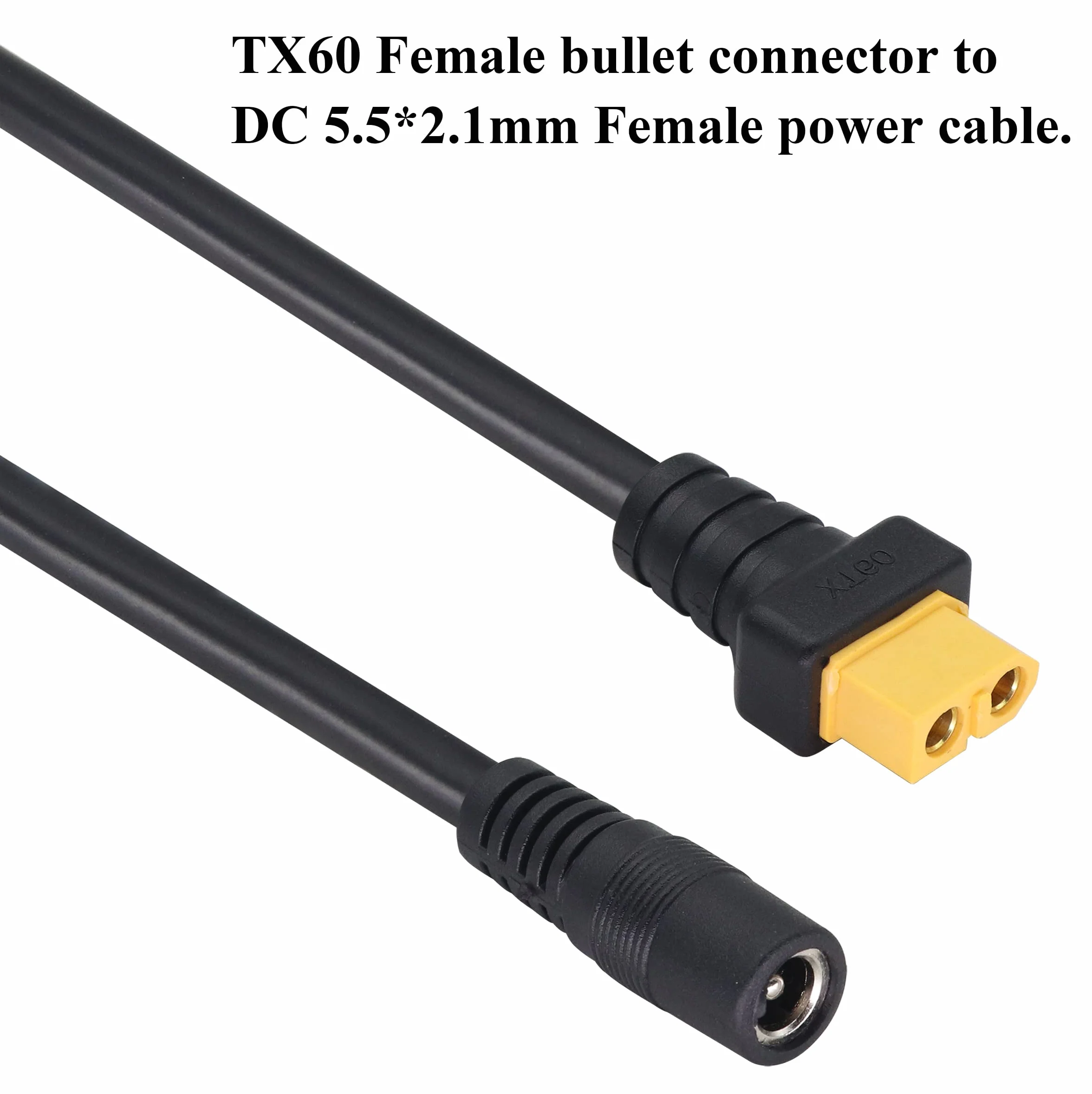 DC5,5 x 2,1 mm na XT60 kabel do ładowania XT60 żeński na DC5,5 x 2,1 mm żeński kabel adaptera do lutownicy TS100, zasilacz do monitora FPV, kabel zasilający dron (DC 2,1 mm-F/30 cm-2 sztuki)