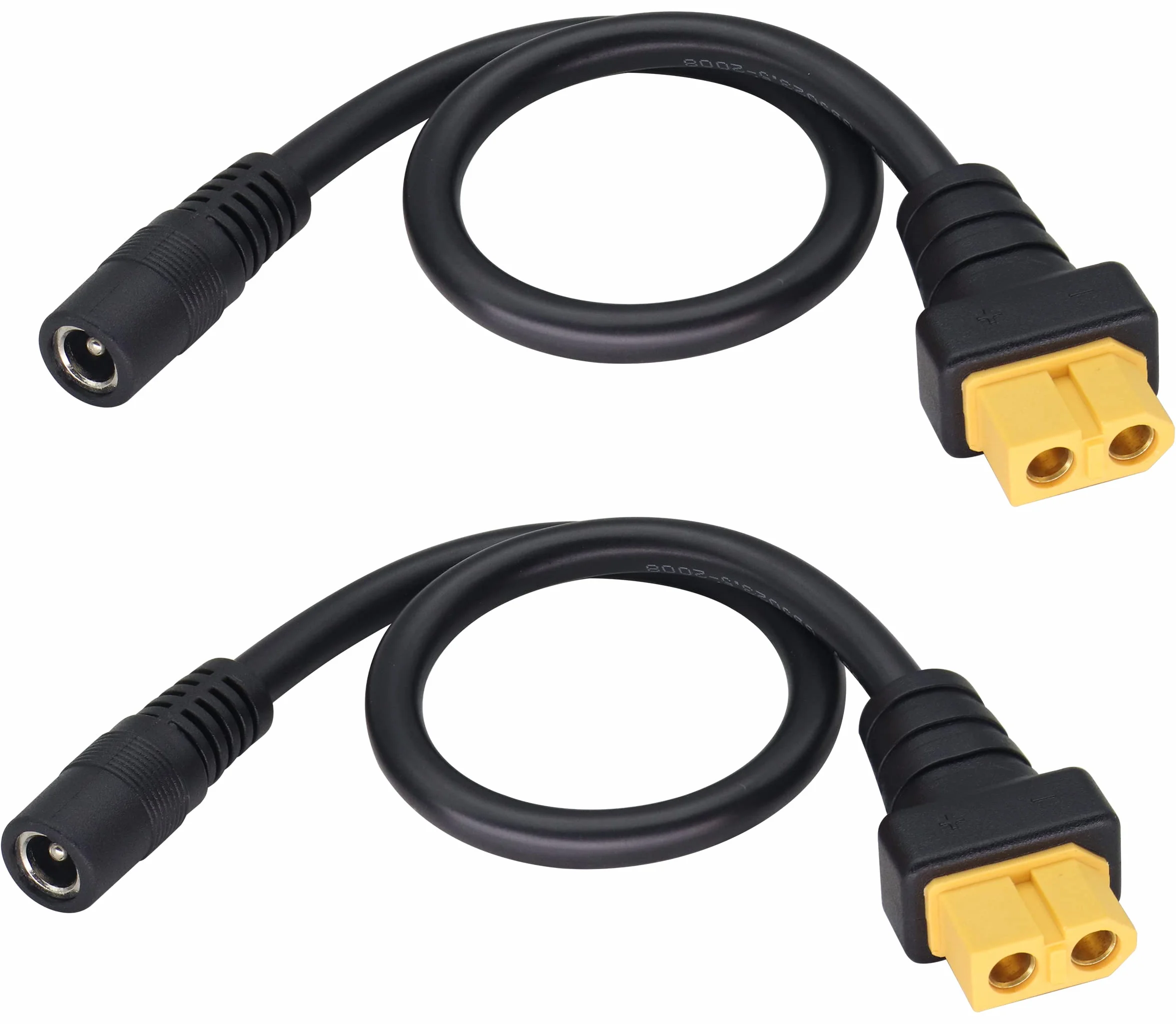 DC5,5 x 2,1 mm na XT60 kabel do ładowania XT60 żeński na DC5,5 x 2,1 mm żeński kabel adaptera do lutownicy TS100, zasilacz do monitora FPV, kabel zasilający dron (DC 2,1 mm-F/30 cm-2 sztuki)