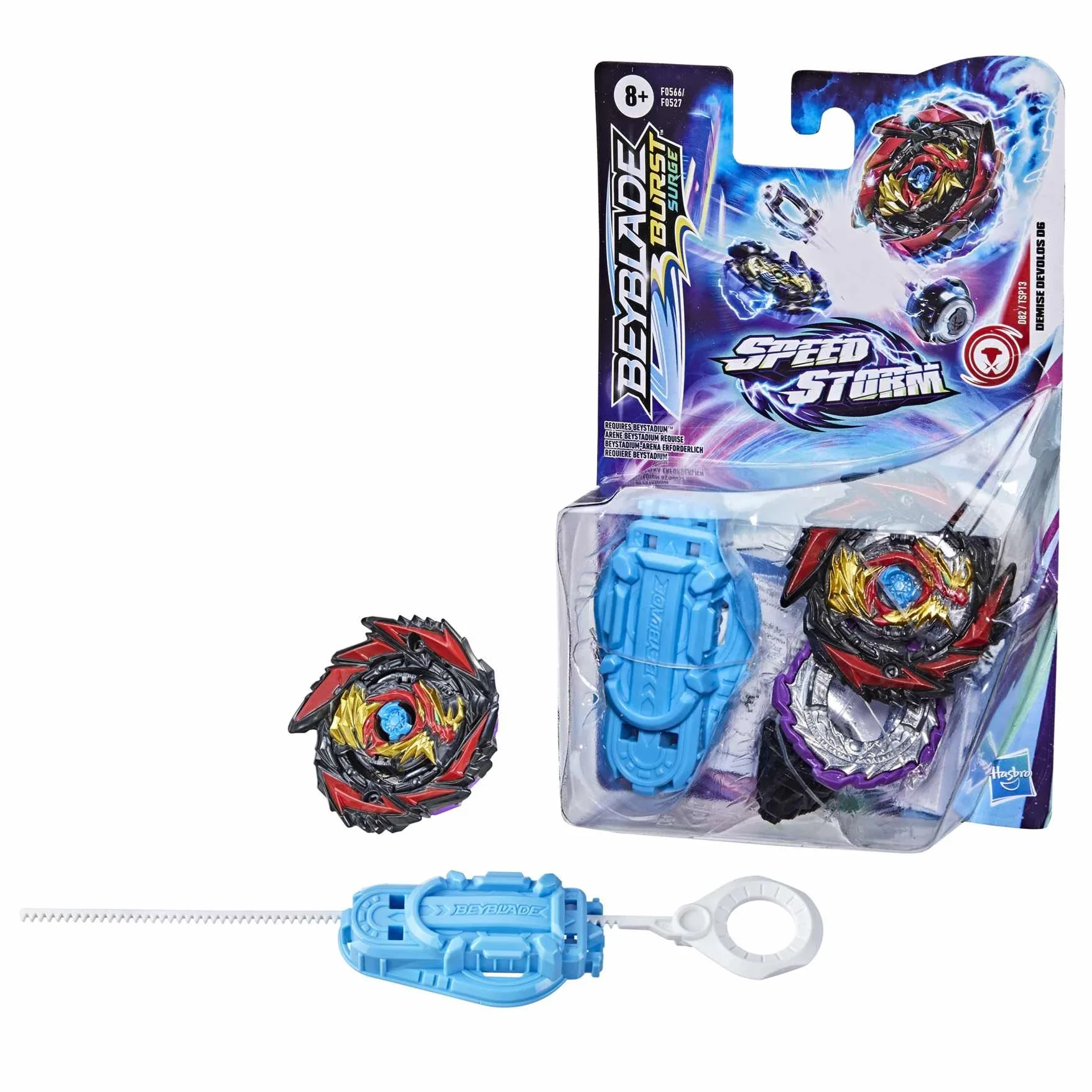 Hasbro BEYBLADE Burst Surge Speedstorm Demise Devolos D6 bączek startowy – bączek bojowy z rozrusznikiem, wielokolorowy