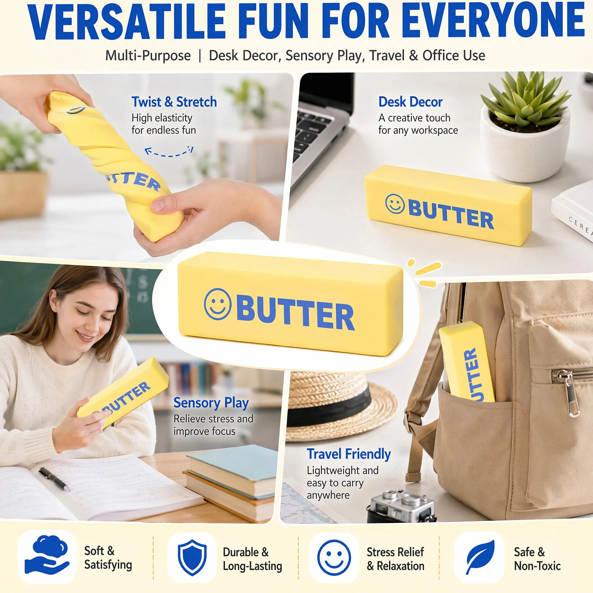 Giant Butter Squishy XXL - piłka antystresowa, zabawka sensoryczna, antystresowa dla dzieci i dorosłych, ADHD autyzm, pomysł na prezent (B)
