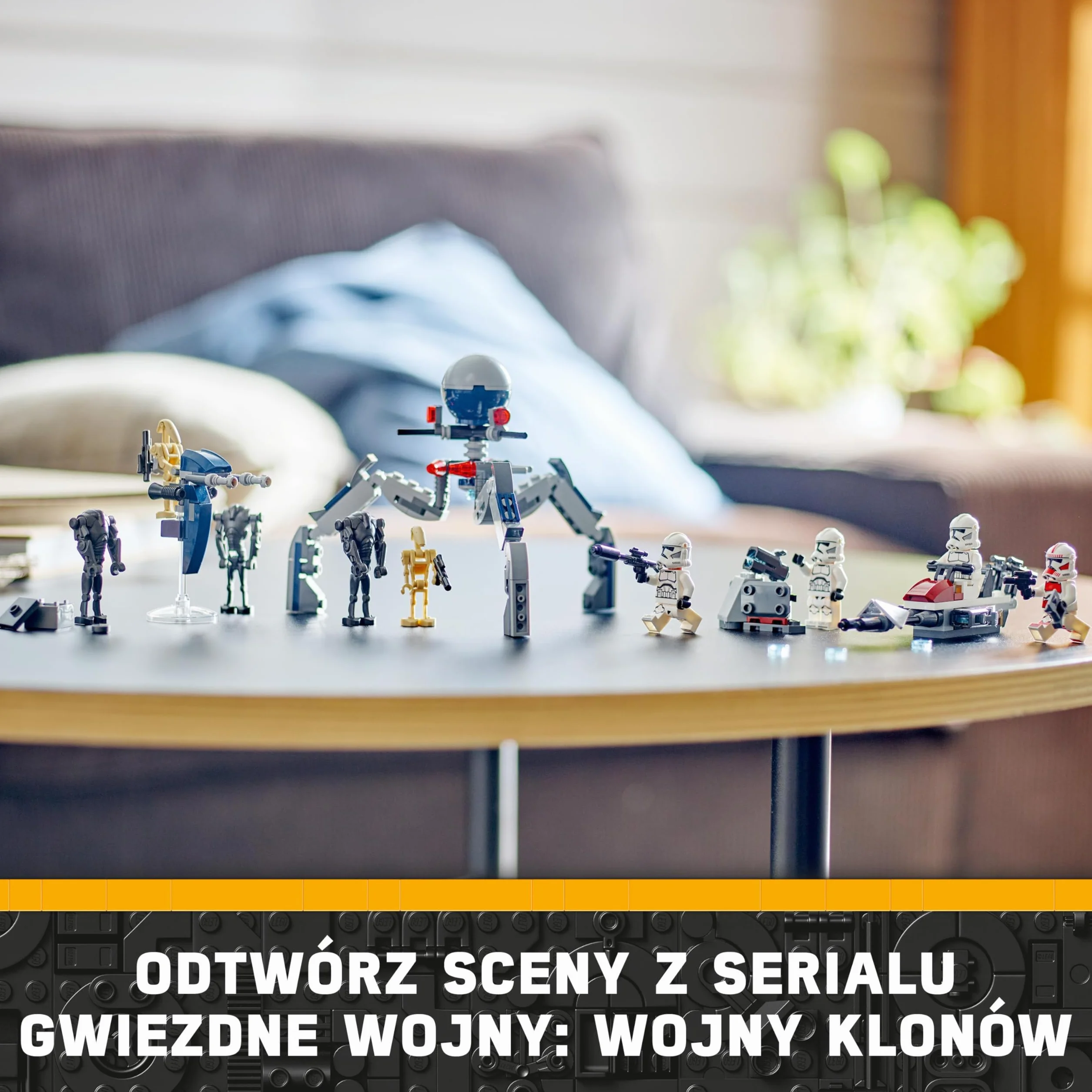 LEGO Star Wars Zestaw bitewny z żołnierzem armii klonów i droidem bojowym, Ścigacz i Tri-droid, Zabawka dla Dziecka i Fanów Gwiezdnych Wojen: Wojna Klonów, Prezent dla 7-latka, 75372