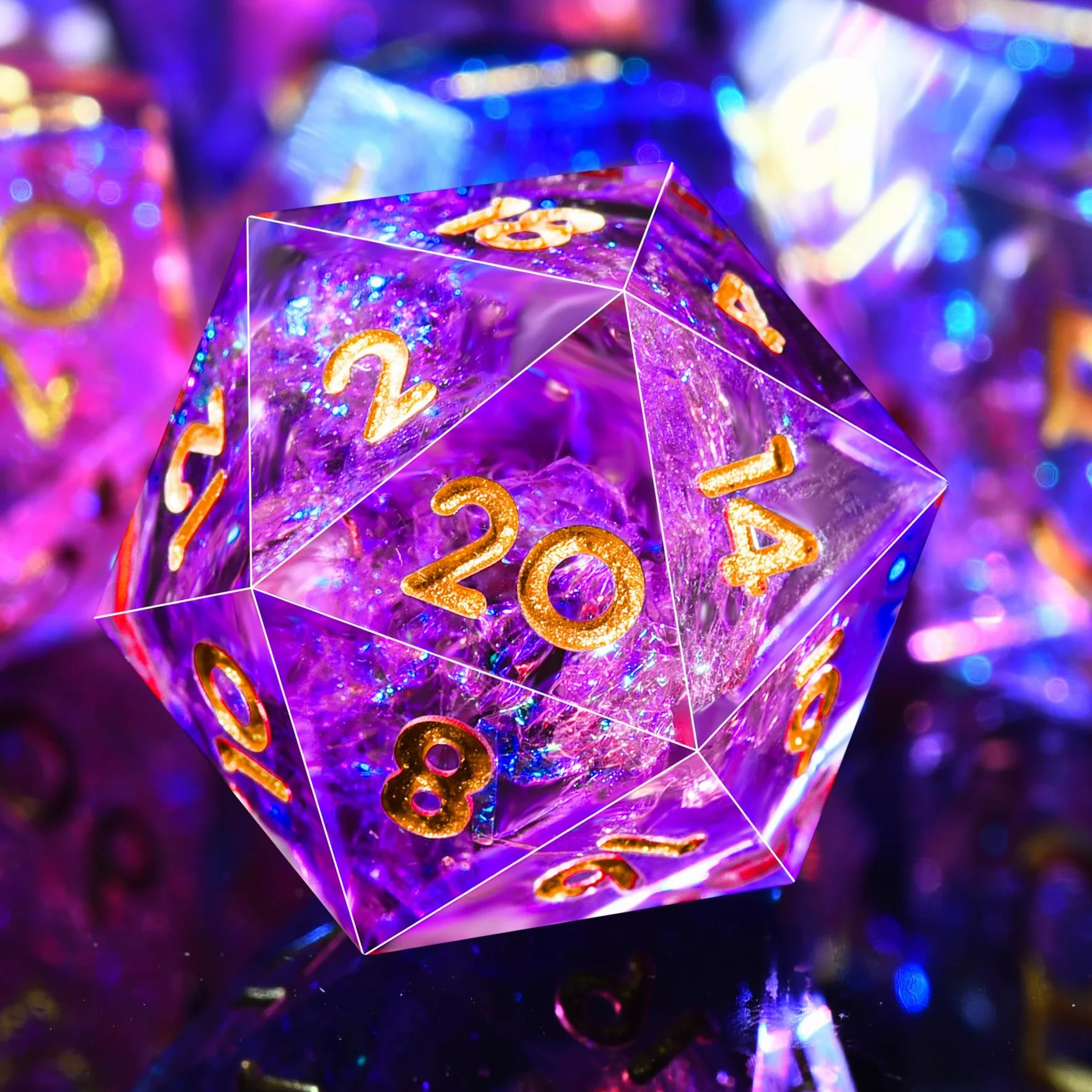 SIQUK 7-Die wielościenne kości do DND Sharp Edge Game Dice do Dungeons and Dragons RPG MTG gry stołowe (brzoskwiniowe i niebieskie)