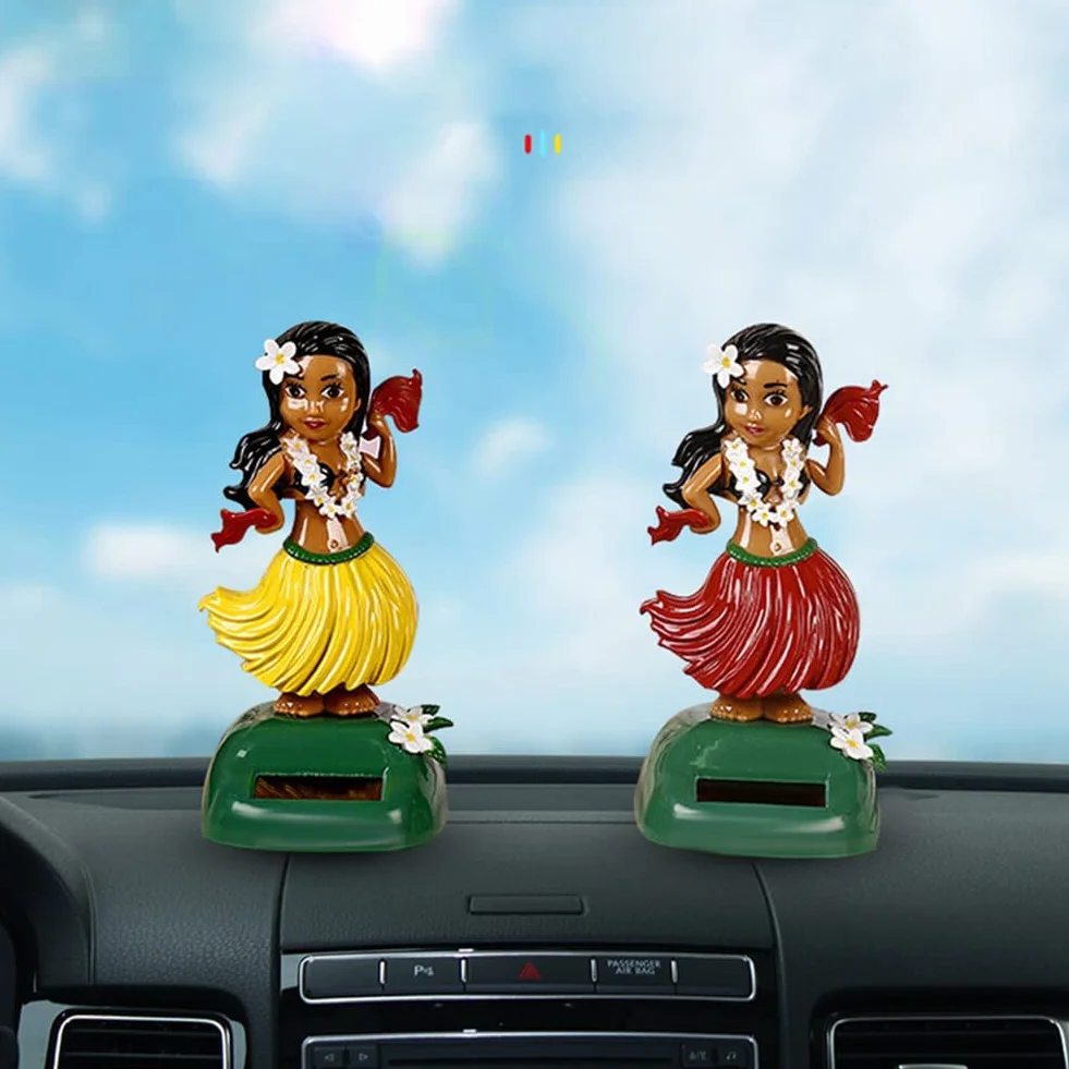 Tańcząca figurka solarna Hula Girl, kołysząca się figurka, hawajska figurka dziewczynki, na deskę rozdzielczą, ornamenty, lalka, kołysząca się głową, zabawka, dekoracja na parapet, samochód, biuro