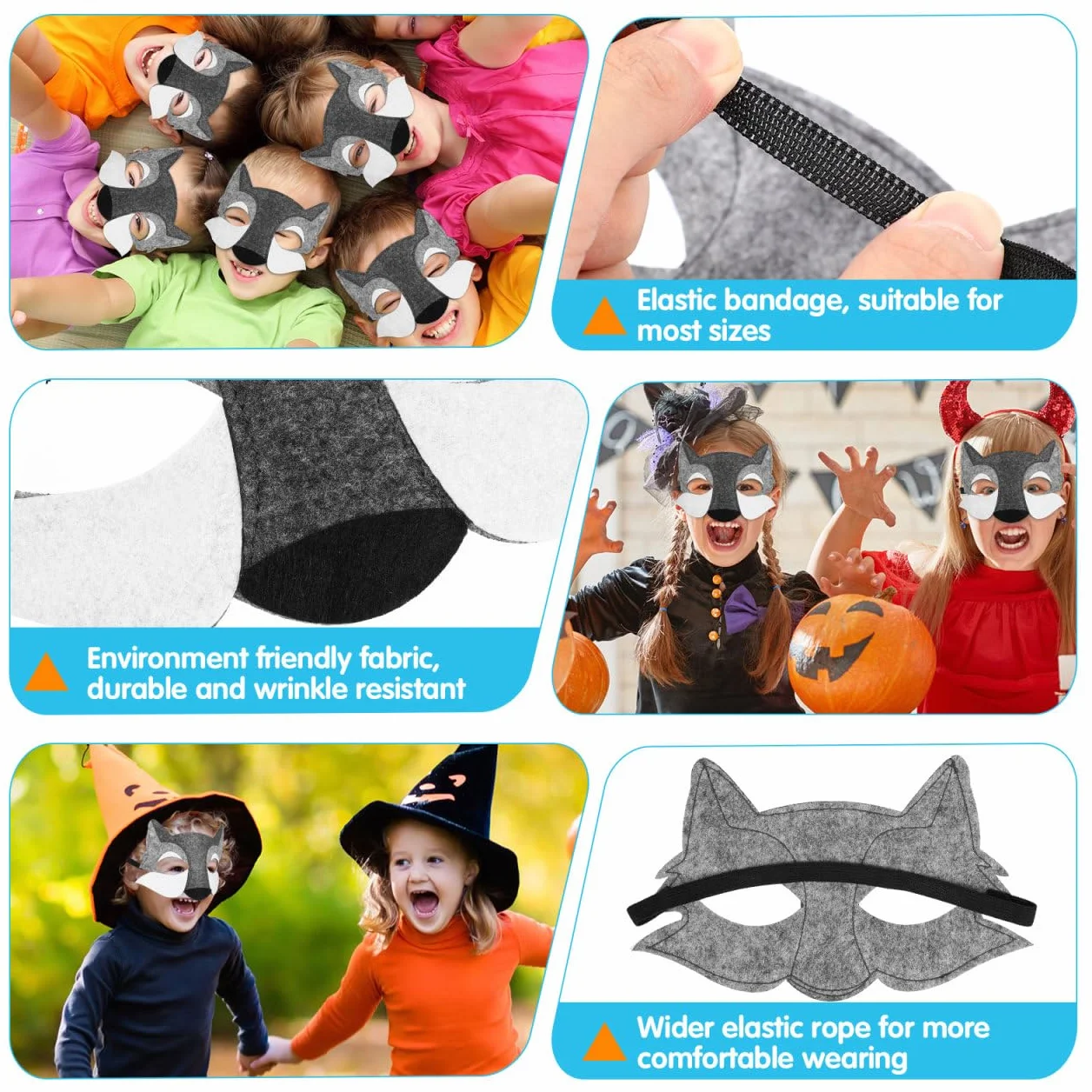 STOBOK Wilk czuł pół zwierzęcia maskarada, do cosplay, rekwizyty do kostiumu, akcesoria na Halloween, Boże Narodzenie, dekoracja, na imprezę, 3 sztuki