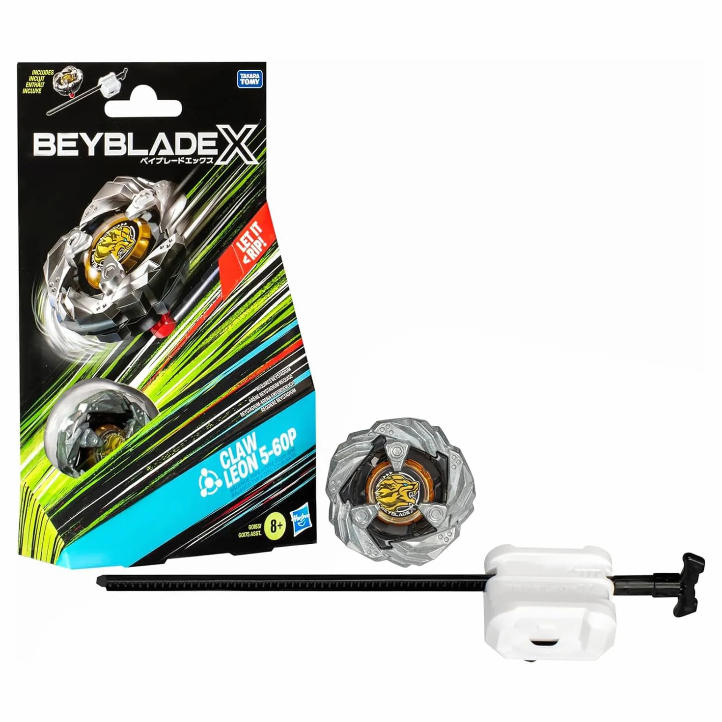 Beyblade X, zestaw startowy Claw Leon 5-60P z górą i wyrzutnią