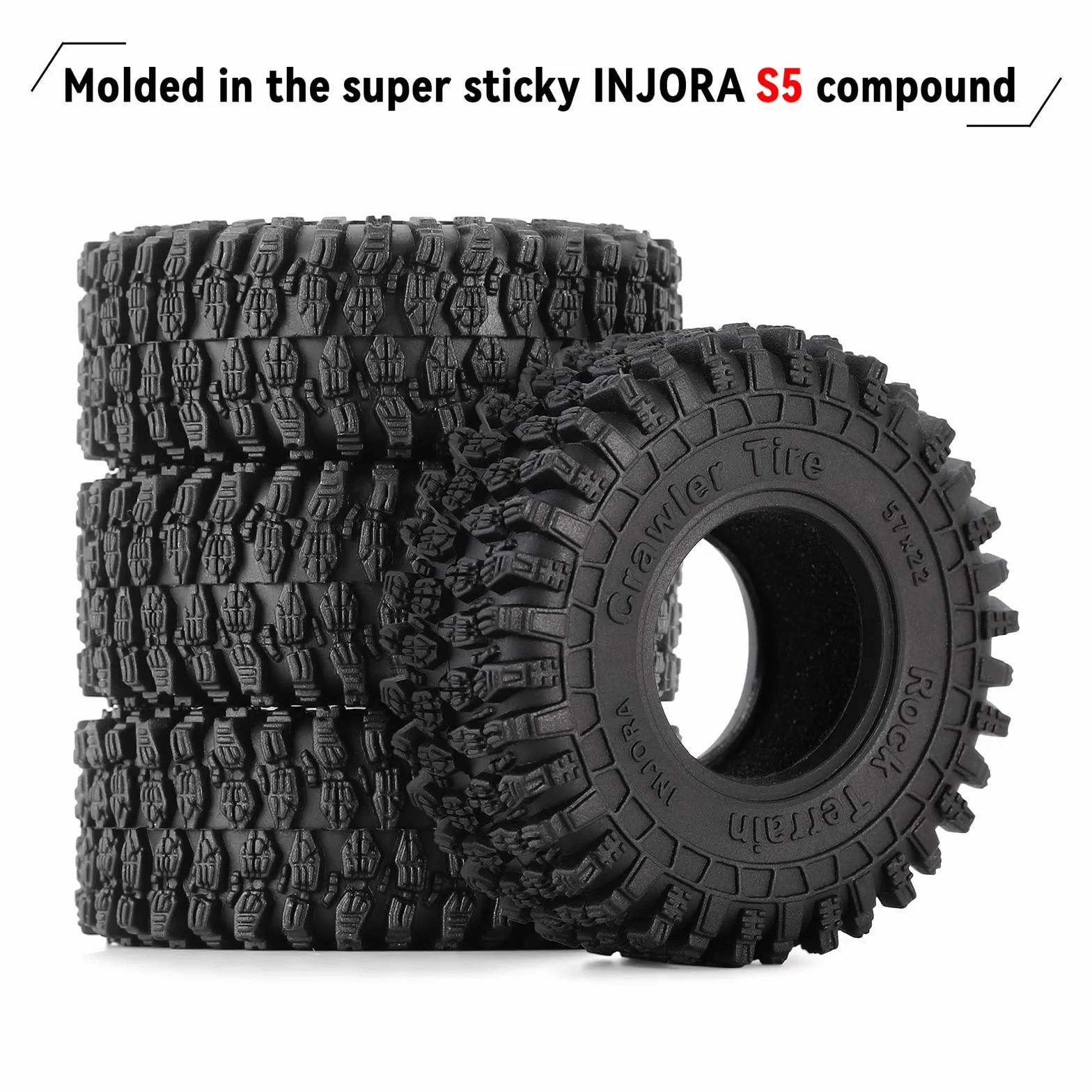 INJORA 1.0 opony-S5 super miękkie lepkie opony gąsienicowe 57 * 22 mm do TRX4M Axial AX24 SCX24 FCX24 Enduro24 Upgrade, T1016