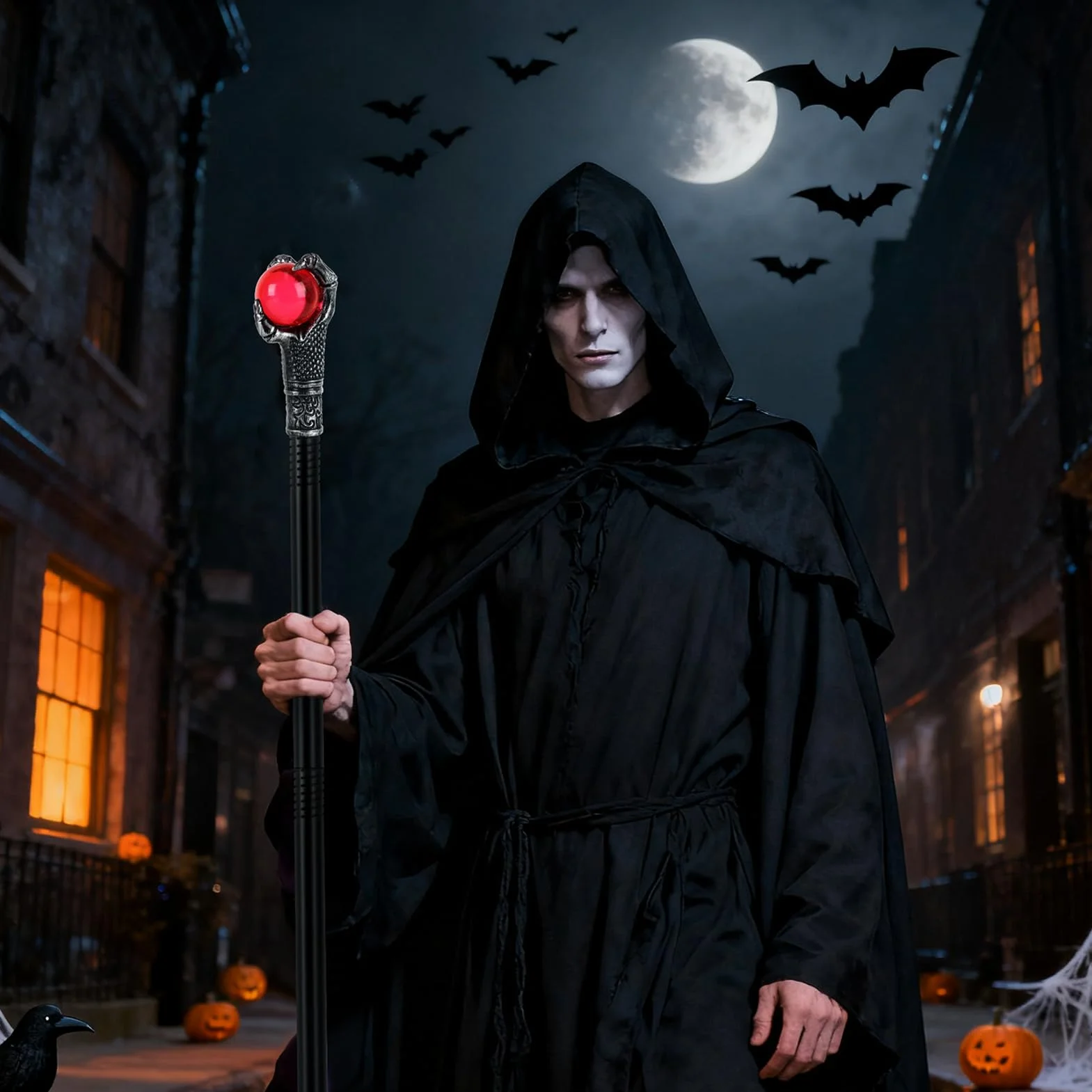 Gotycka laska na Halloween, kostium wampira, akcesoria do kostiumu faraona, akcesoria do kostiumu, laska czarownicy, laska dla dzieci, laska na Halloween, cukierek lub psikus, cosplay, przebranie