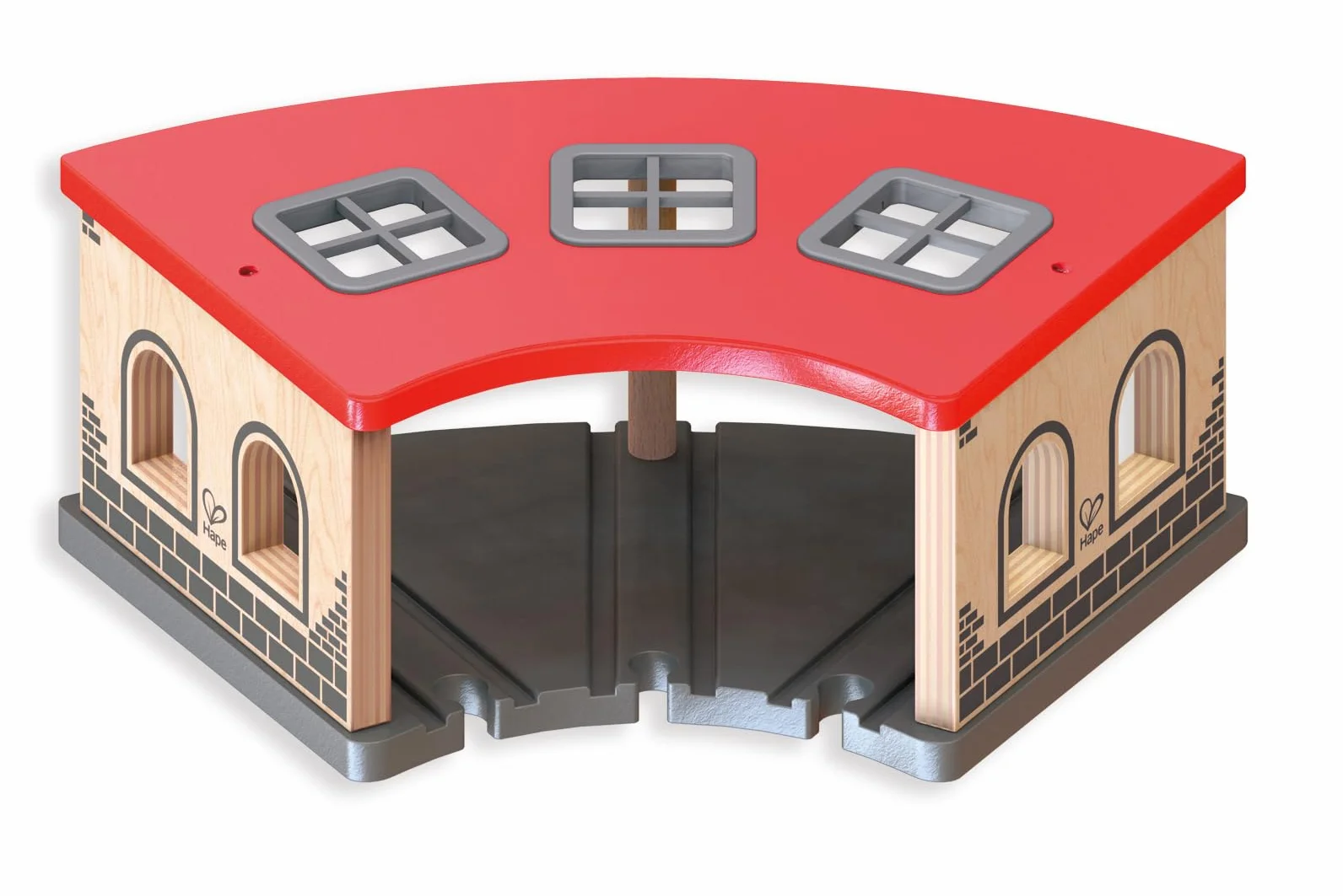 Hape E3704 duża szopa silnikowa - drewniane akcesoria do torów kolejowych