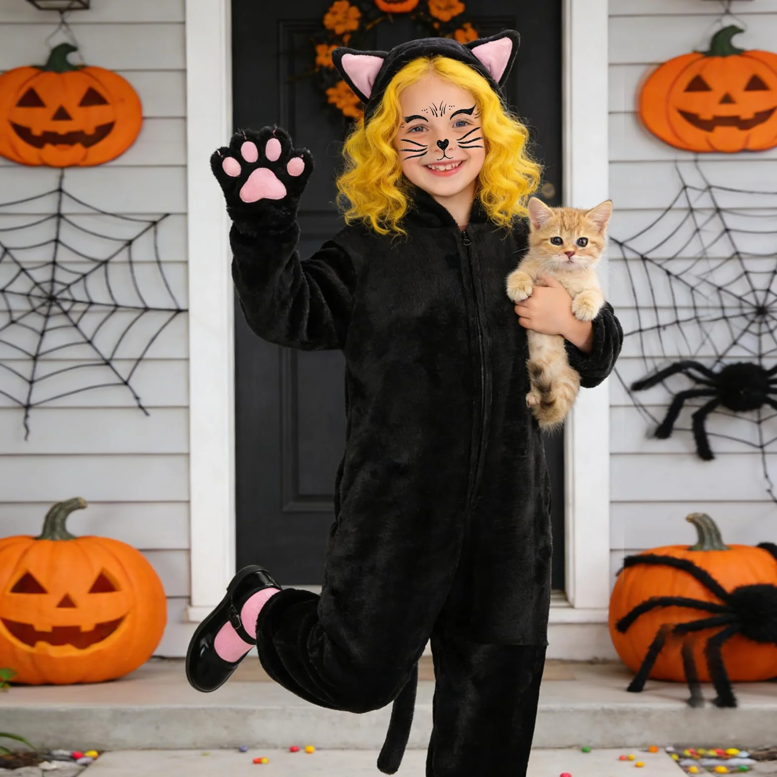 Kostium zwierzęcy dla dzieci kostium kot lampart dalmatyńczyk żaba kombinezon ze zwierzętami, karnawał, Halloween, dziewczynka, chłopiec