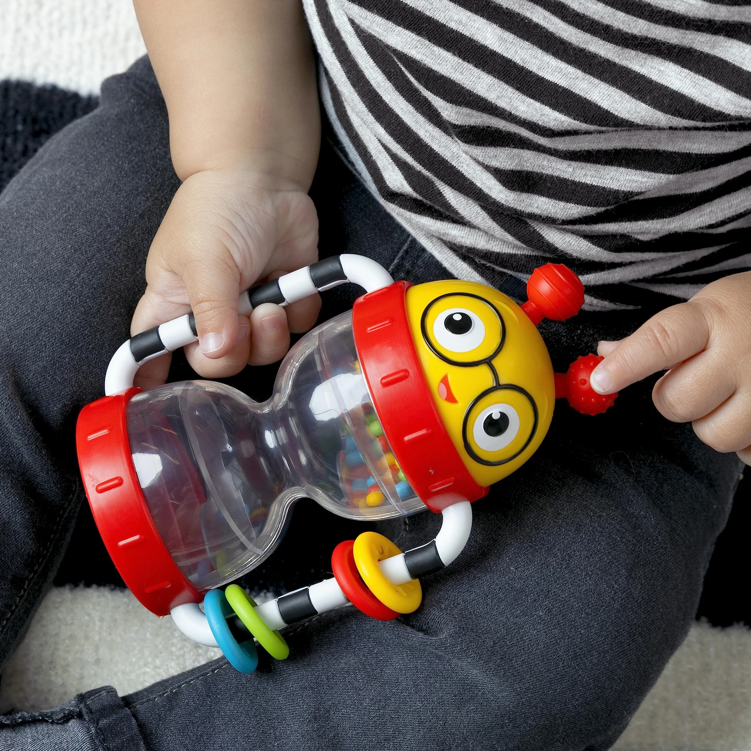 Baby Einstein Cal's Sensory Shake-up Developmental Activity Sonaglio giocattolo senza BPA, per neonati dai 3 mesi in su