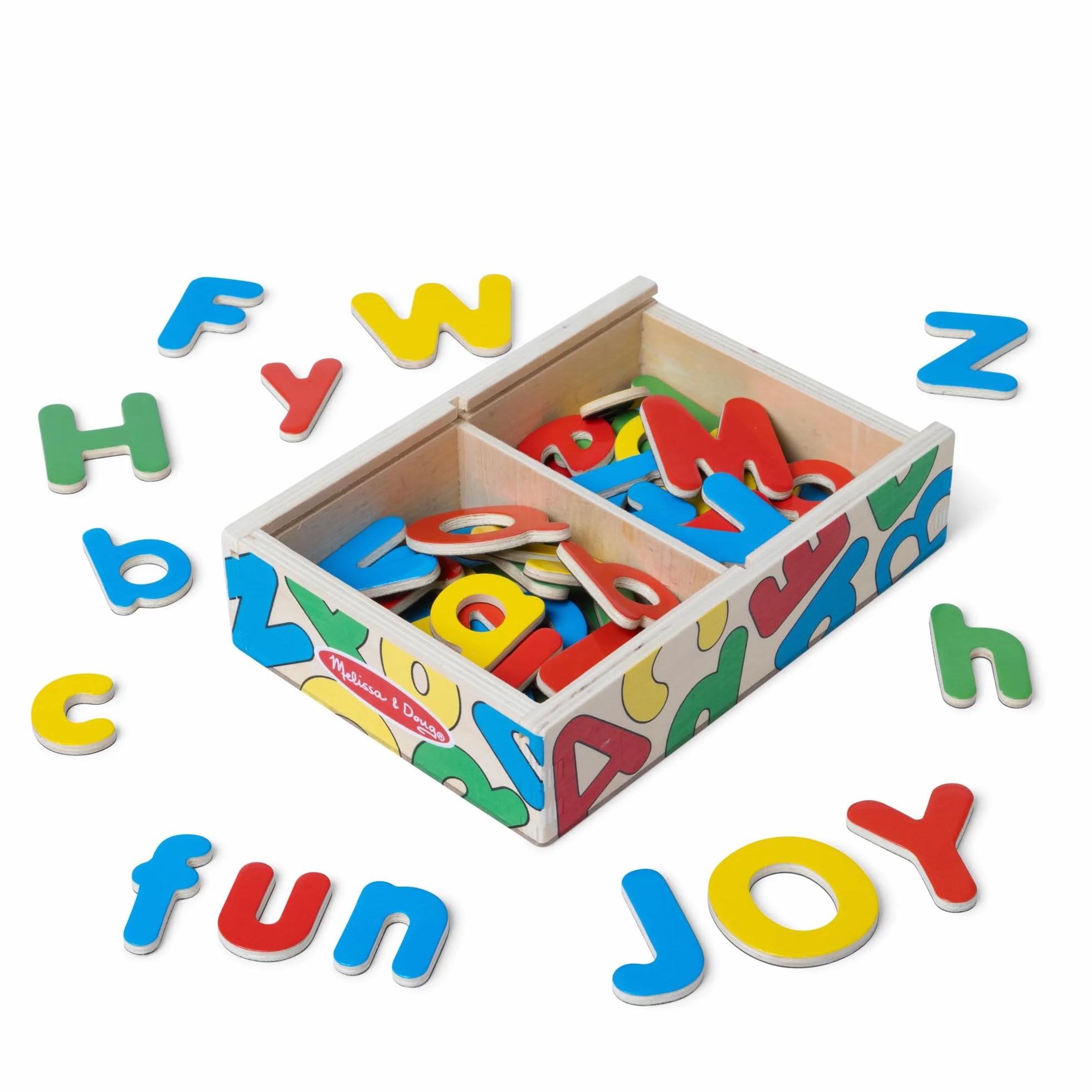 Melissa & Doug – drewniane magnesy literki | zabawka rozwojowa | kompetencje kognitywne | 3+ | prezent dla chłopca lub dziewczynki