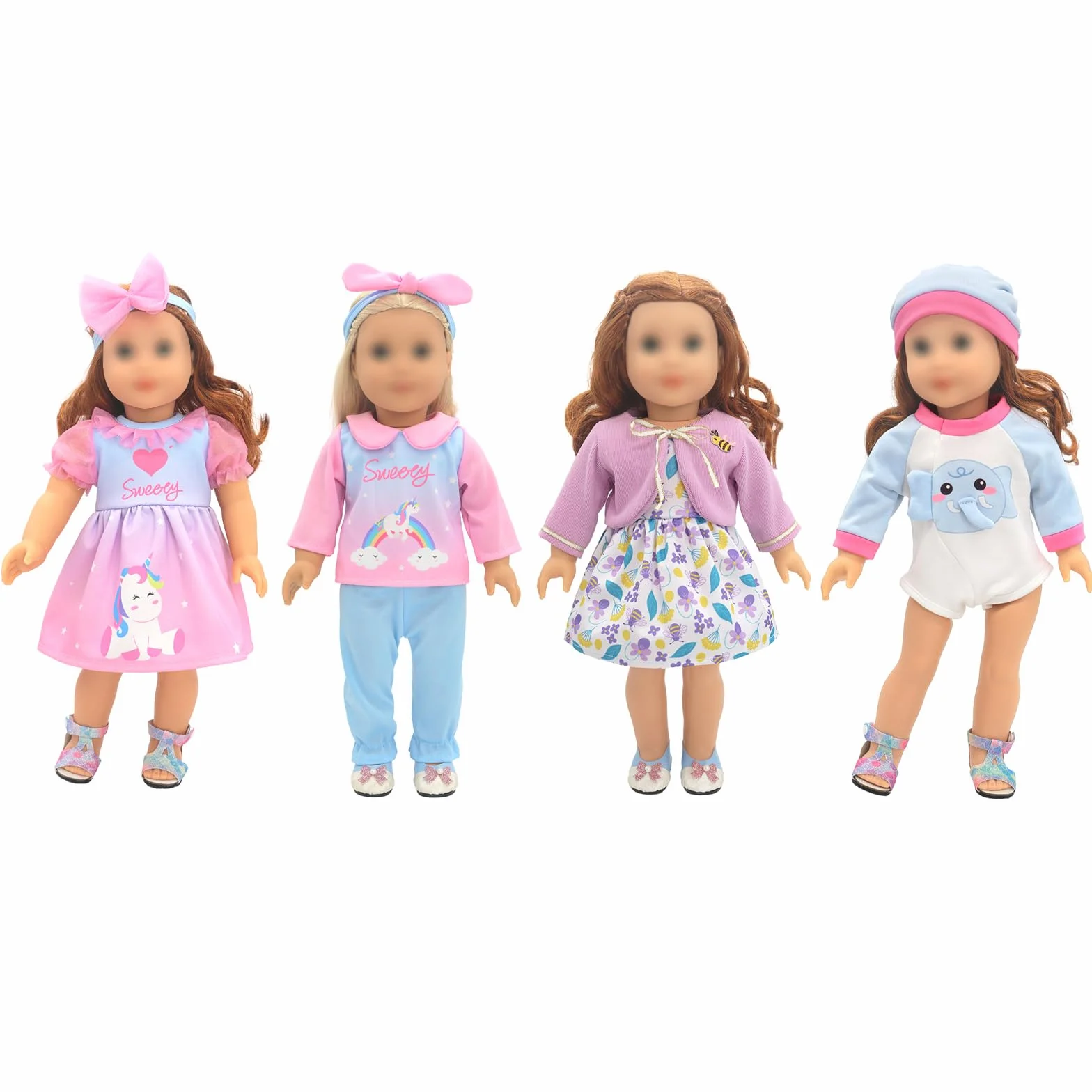 Ubranie dla lalek 36-43 cm / 17 cali New Born Baby Lalki, 4 opakowania (bez lalki) --Pang, OTMOON8112