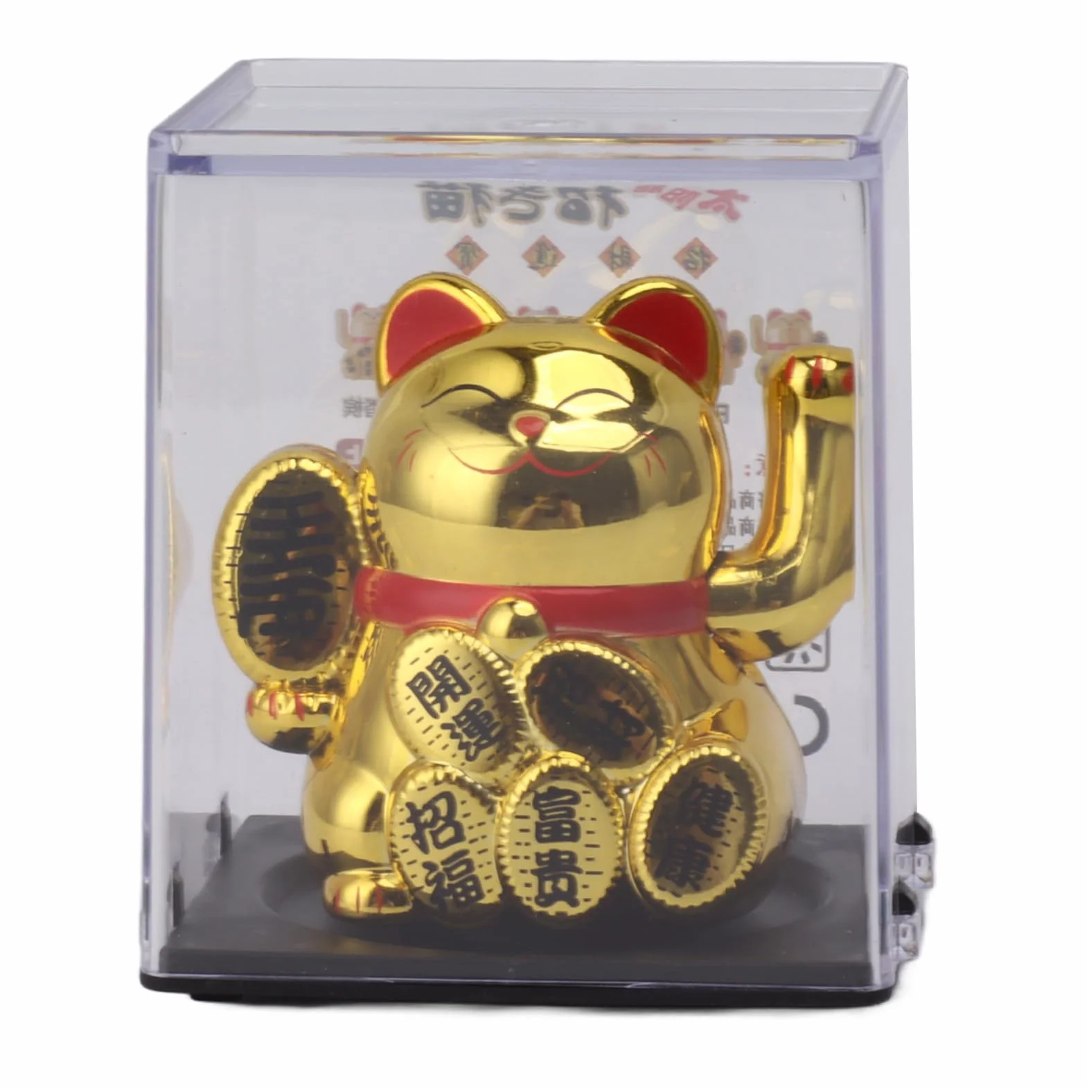 Solar Powered Lucky Cat 2 Inch Mini Cute Solar Waving Cat Lucky Wealth Welcoming Cat for Home Car Decoration Solar Powered Lucky Cat (Złoto)
