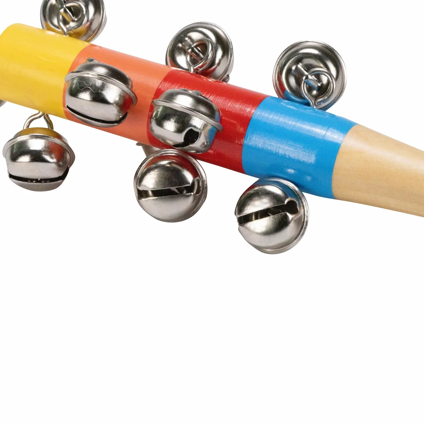 GICO Grzechotka z obejmami kolorowa z drewna dla dzieci z dzwonkami instrument muzyczny - długość 21,5 cm - 3861