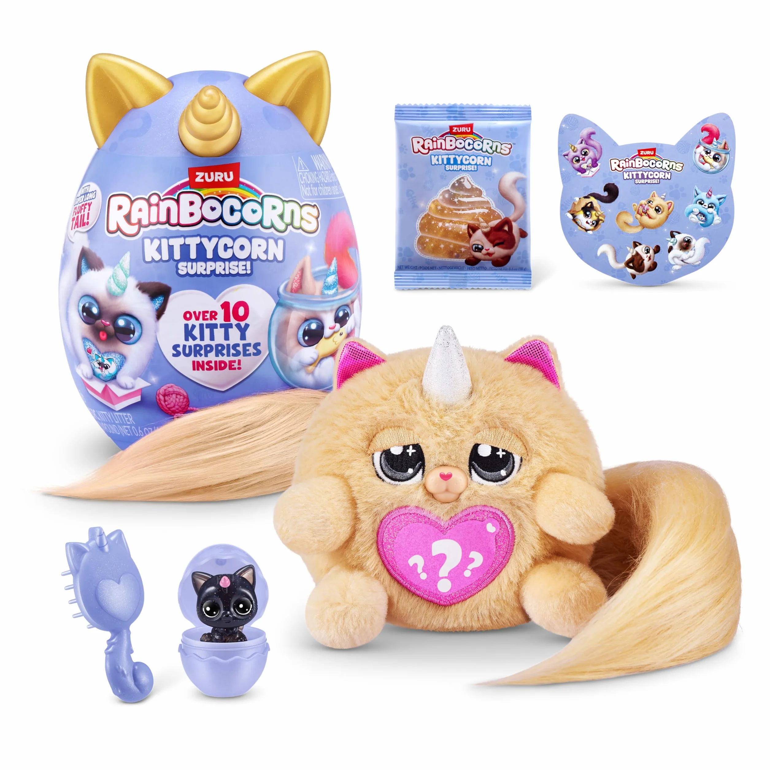 Kittycorn Surprise ZURU Seria 3 Pluszowa Zabawka, Zbieranie pluszaków, Szlamy, Jajka z niespodzianką dla dziewczynek (21,5 cm) (Persian Cat)