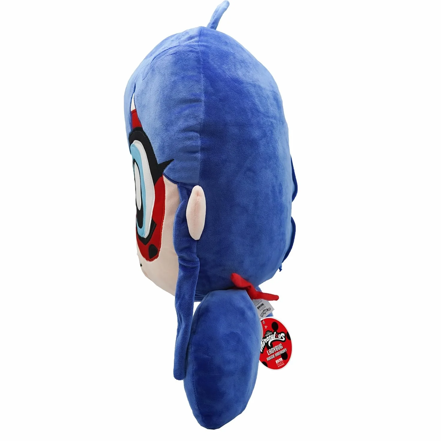Miraculous Biedronka Huggie Hideaway Biedronka 40 cm czarna pluszowa poduszka super słodka zabawka dla dzieci z dużą tajną kieszenią na zamek błyskawiczny z tyłu (Wyncor)