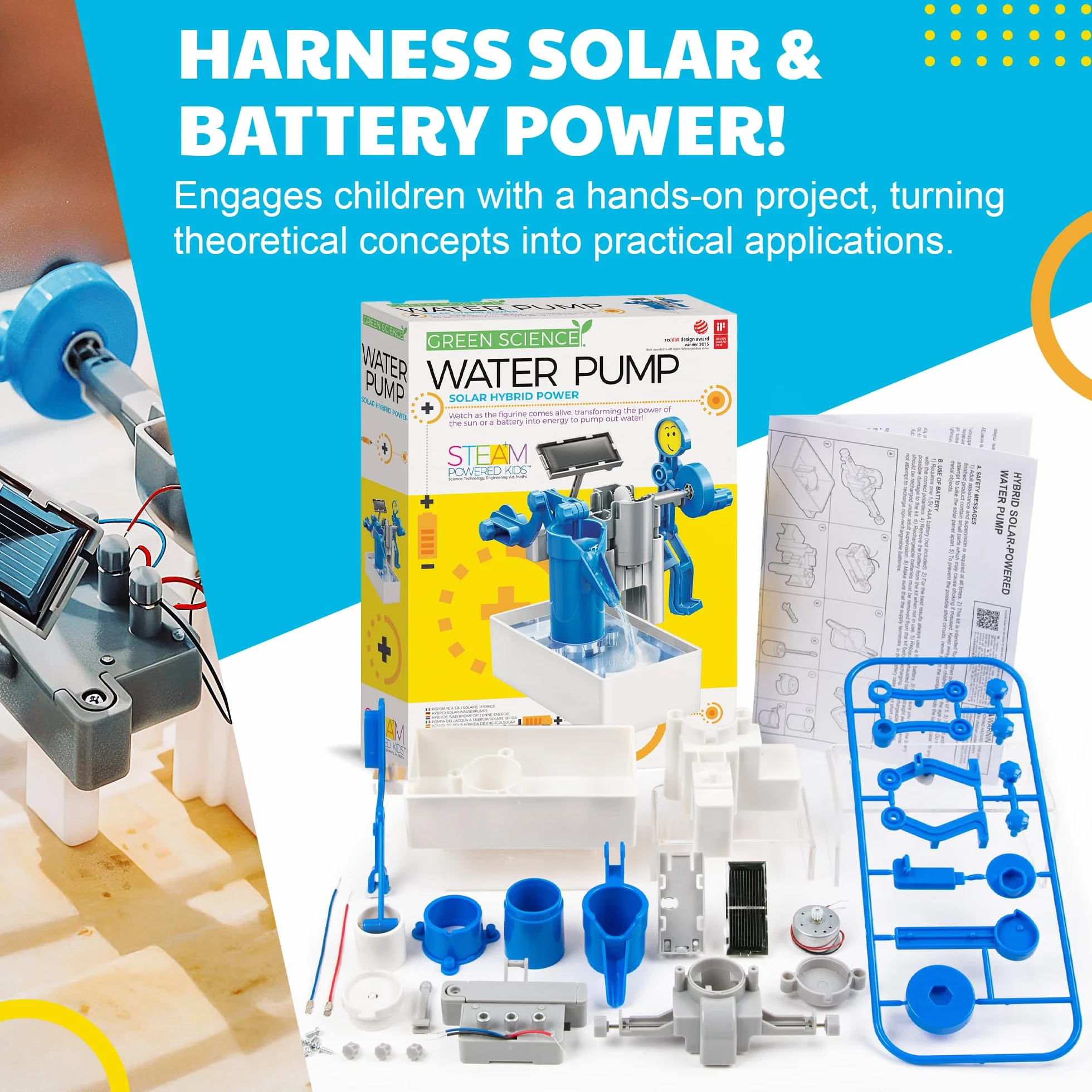 4M 403425 Green Hybrid Solar Power Water Pump Science Kit
