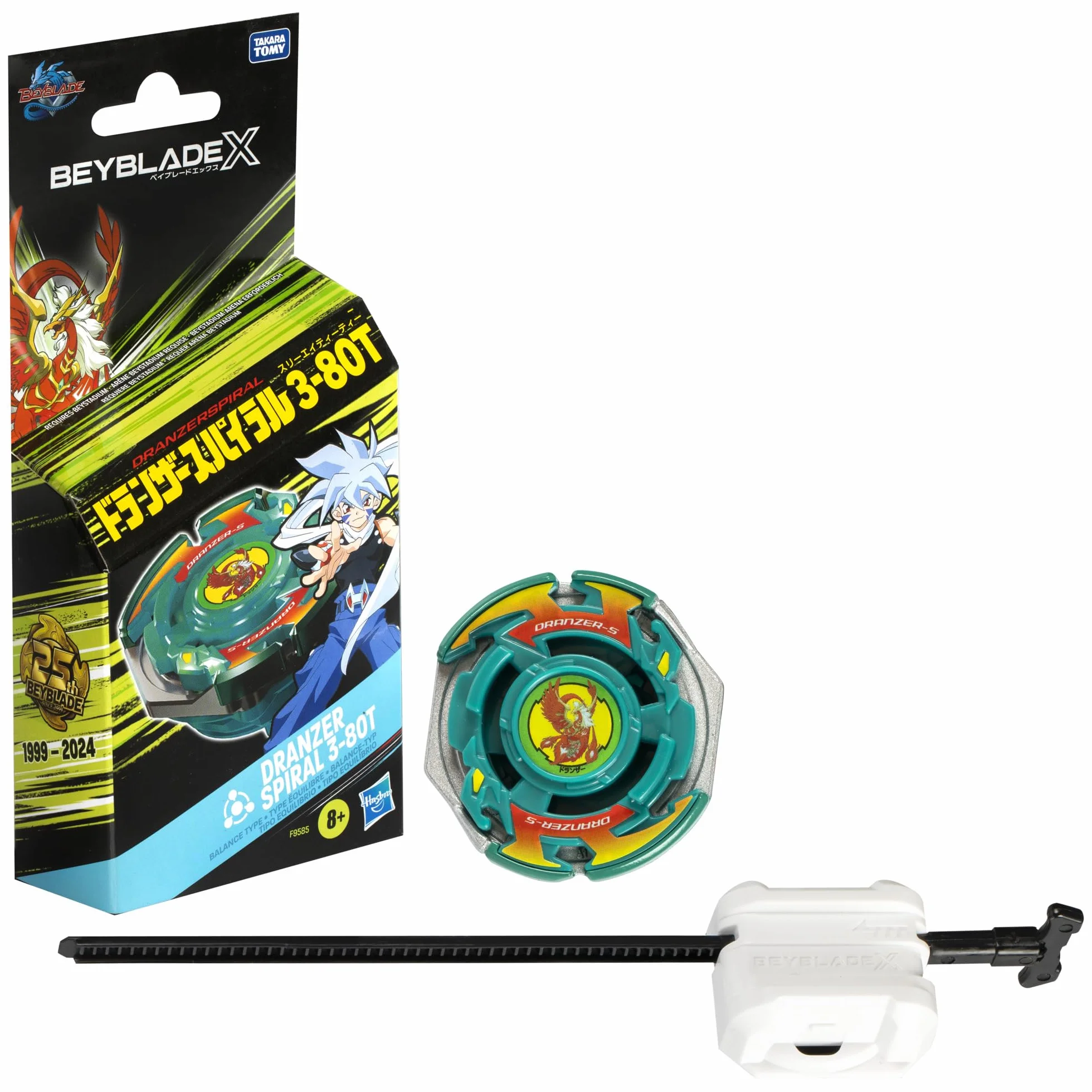 Beyblade X Dranzer Spiral 3-80T Anniversary X-Over, bączek i wyrzutnia