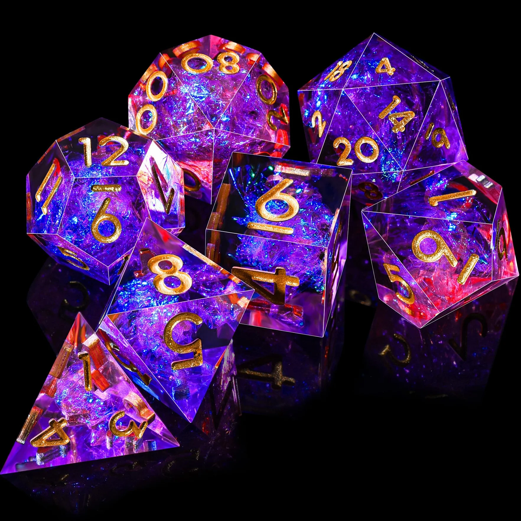 SIQUK 7-Die wielościenne kości do DND Sharp Edge Game Dice do Dungeons and Dragons RPG MTG gry stołowe (brzoskwiniowe i niebieskie)