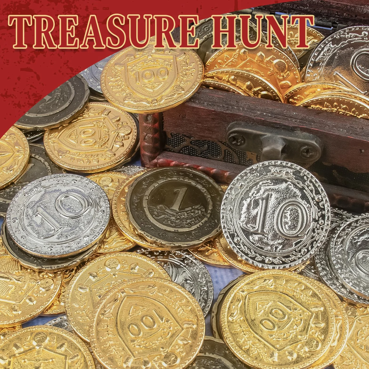 Byhoo 50 metalowych monet DND, 3 cm złote srebrne miedziane żetony o nominale do gier planszowych i RPG stołowych, fantastyczne metalowe monety na piracką grę, imprezę, cosplay, 50 szt