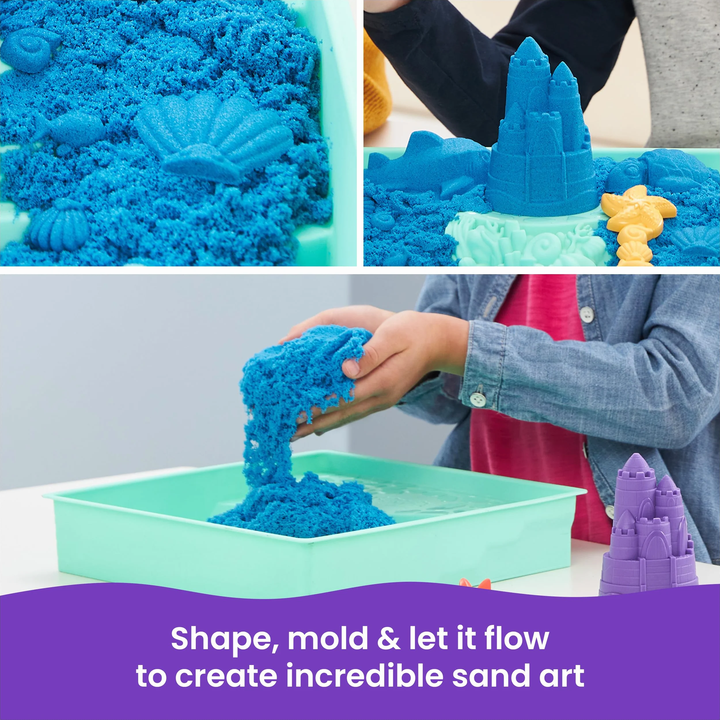 Kinetic Sand - Zestaw piaskownica. Niebieski piasek do zabawy