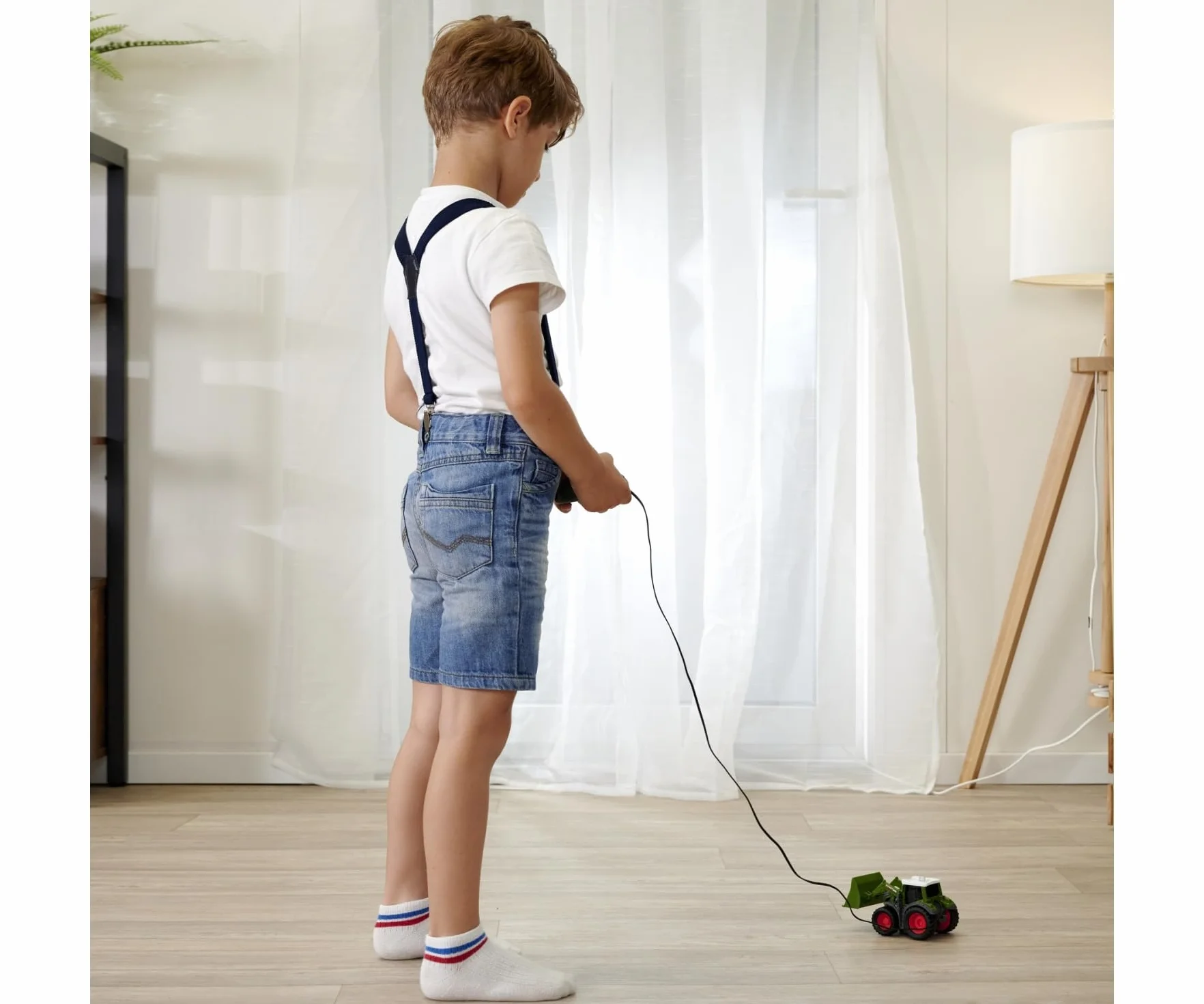 Dickie Toys 203732000 Fendt Traktor sterowany na kabel z ruchomą łopatą, efekty świetlne, 14cm
