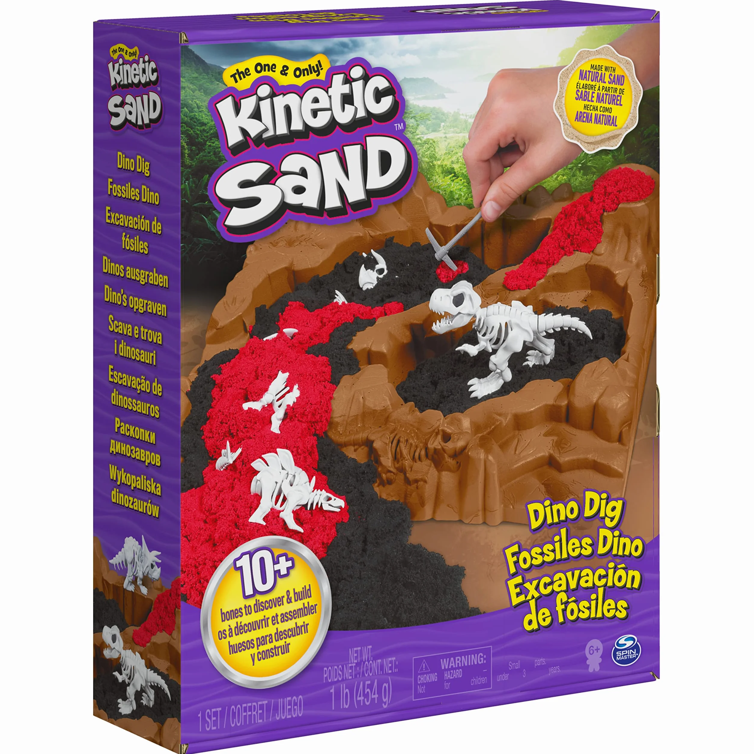 Kinetic Sand 6055874 - Wykopalisko Dinozaurów, Piasek Kinetyczny Z 10 Ukrytymi Akcesoriami ,3.0 Liczyć