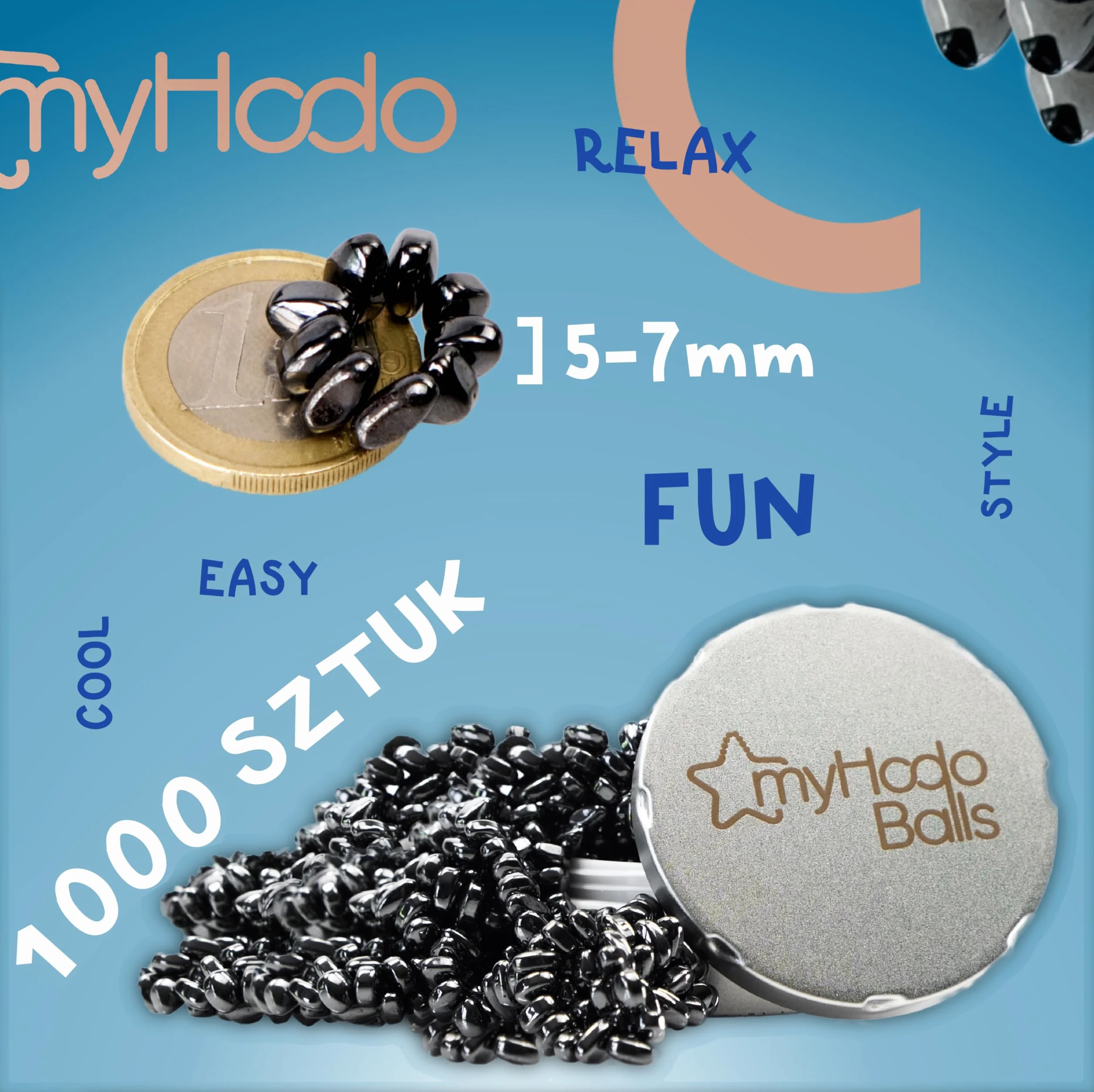myHodo Crack Magnets Premium Set (1000+ sztuk, 5-7 mm) | Umiarkowana Siła | Oryginalny Pomysł na Prezent | Gadżet Haptyczny na Biurko | Mini Magnesy do ASMR, Relaksu i Koncentracji