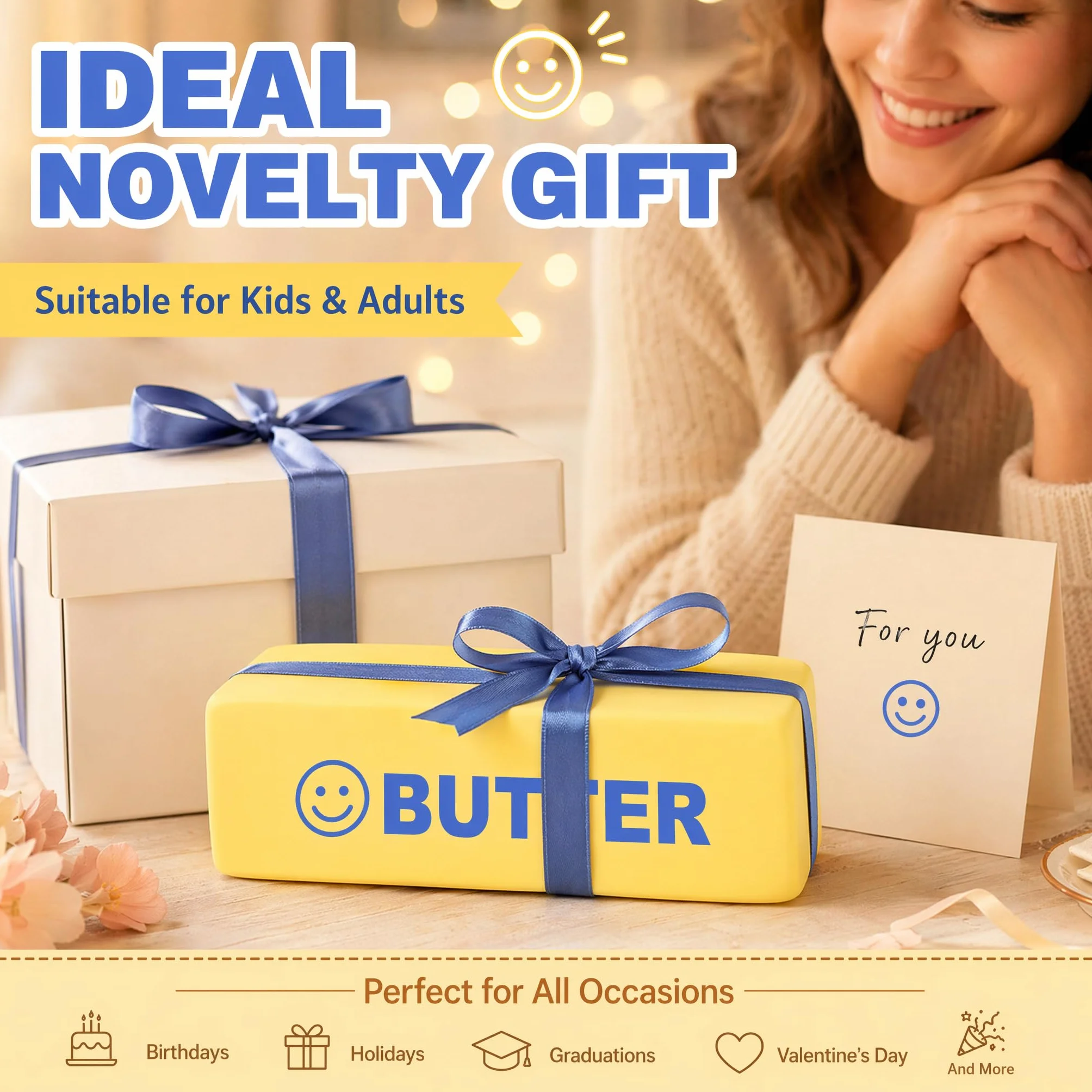 Giant Butter Squishy XXL - piłka antystresowa, zabawka sensoryczna, antystresowa dla dzieci i dorosłych, ADHD autyzm, pomysł na prezent (B)