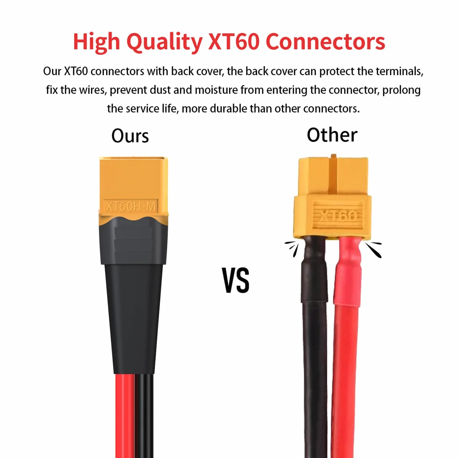ELFCULB XT60 do XT90 kabel adaptera 10AWG XT60 męski na XT90 żeński kabel złącza do akumulatora RC Lipo dron (2FT)