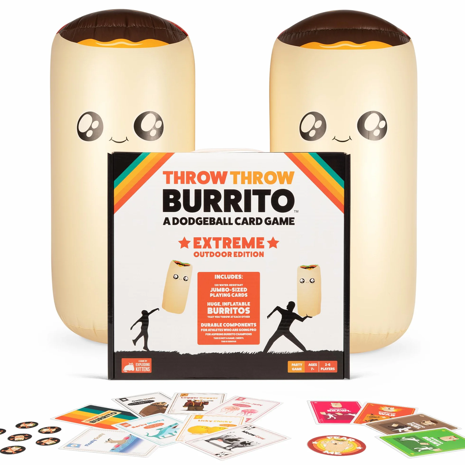 Exploding Kittens - Throw Throw Burrito Extreme Outdoor Edition - Card Games for Adults Teens & Kids - Fun Family Games - A Dodgeball Card Game