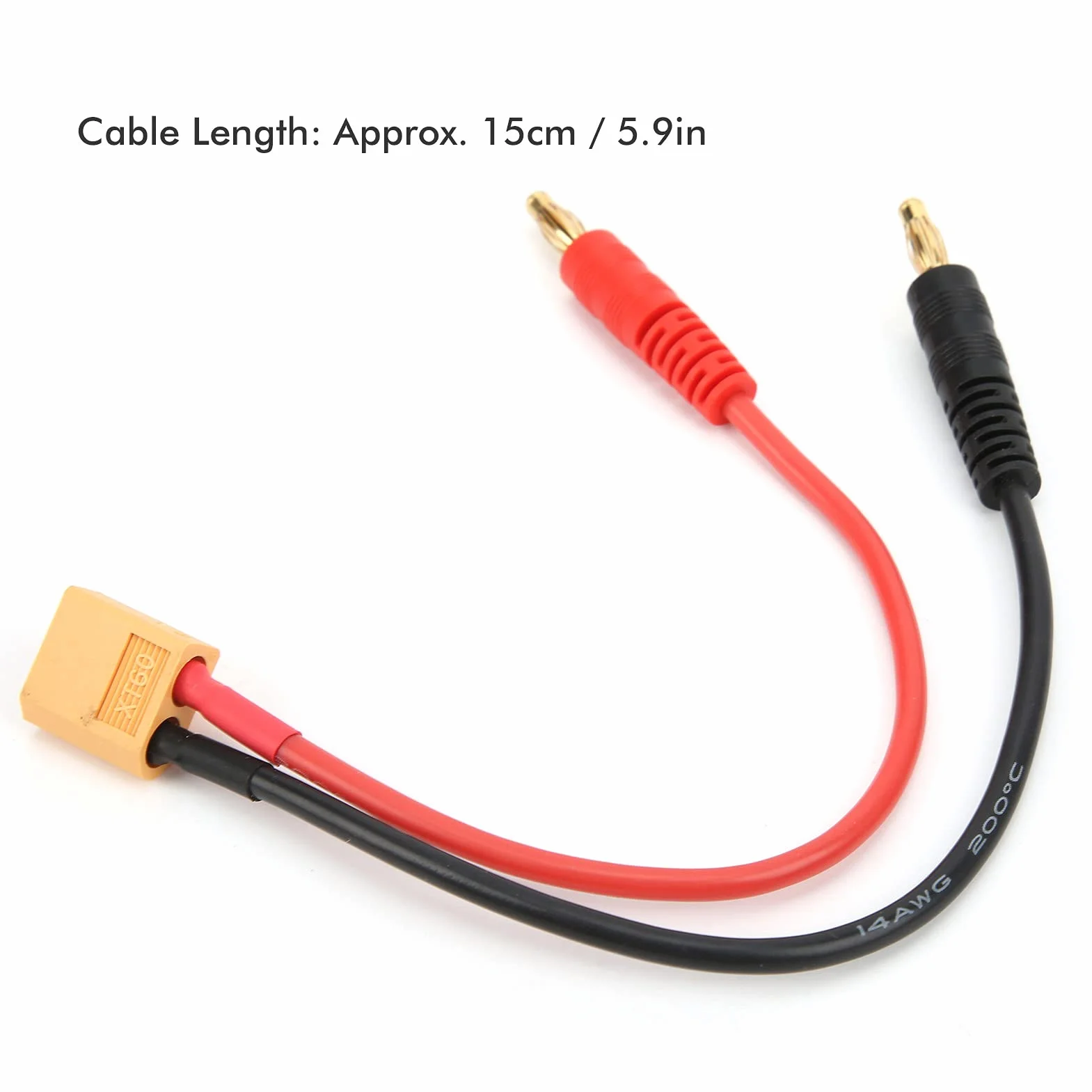 Kabel do ładowarki RC Lipo XT60 4mm Wtyk Bananowy 14AWG Silikonowy