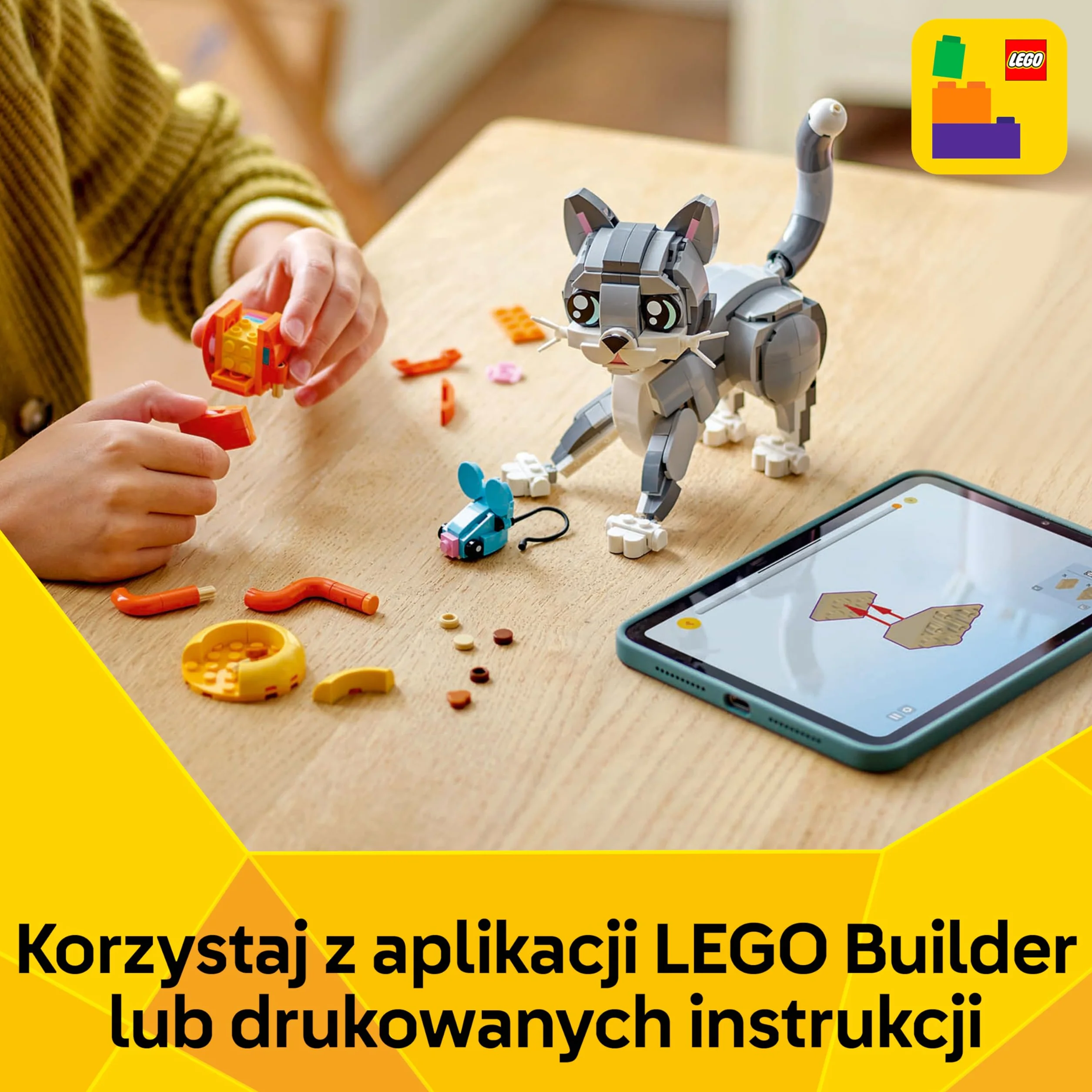 LEGO Creator 3 w 1 Psotny kot, Zabawka Konstrukcyjna dla Dziecka do Przebudowania na Figurki Zwierząt Psa lub Ptaka Gołębia, Pomysł na Kreatywny Prezent dla 8-latki, dla Dziewczynki i Chłopca 31163