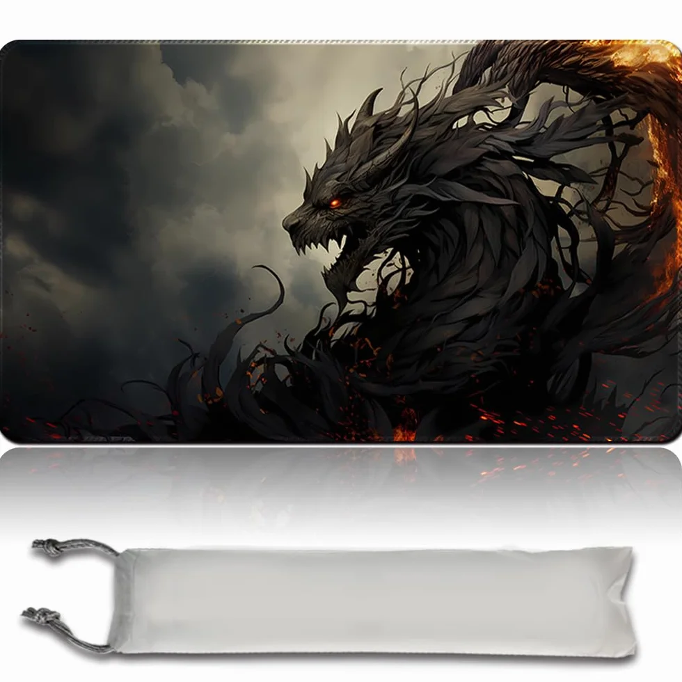 Gra planszowa MTG Playmat Free Wodoodporna torba, szyte krawędzie, entuzjaści kart TCG Playmat Podkładka pod mysz MTG Maty do gier ze strefami (oryginalna mata do zabawy) (bez strefy, czarny Phyrexian