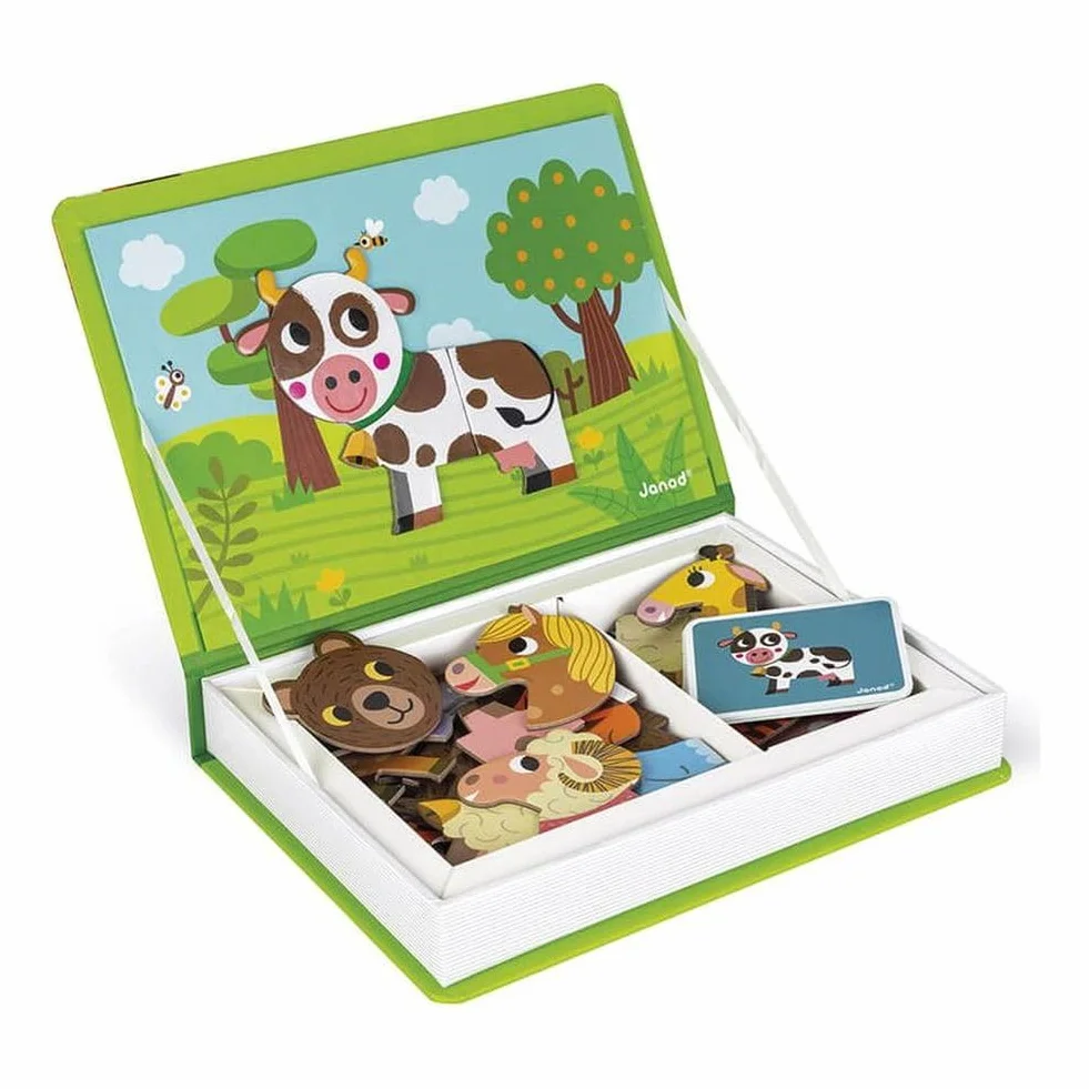 Janod - MagnetiBook Animals - Part Educational Magnetic Game Teaches Fine Motor Skills and Imagination - Suitable for Ages 3 and Up, J02723
