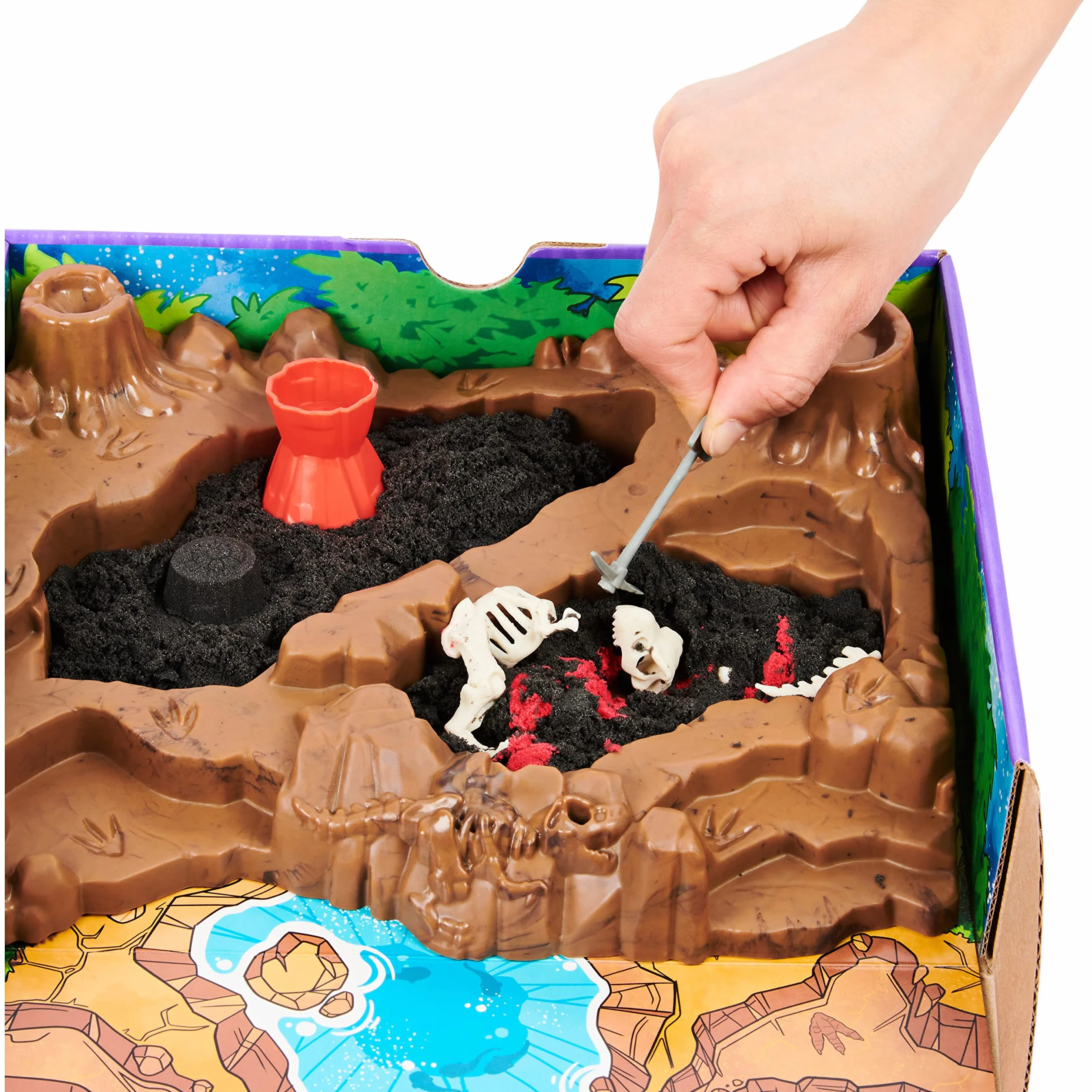 Kinetic Sand 6055874 - Wykopalisko Dinozaurów, Piasek Kinetyczny Z 10 Ukrytymi Akcesoriami ,3.0 Liczyć