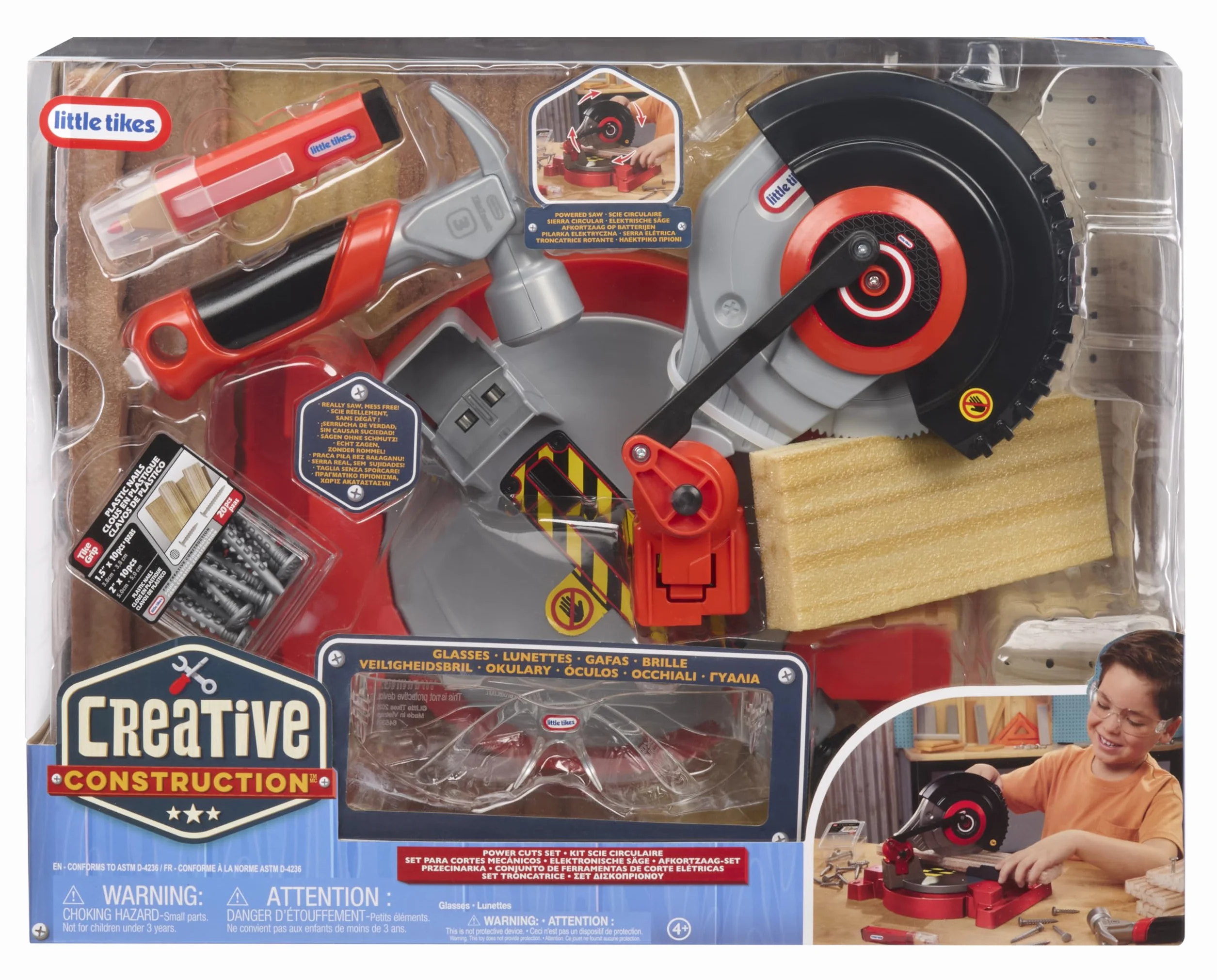 Little Tikes Creatieve Construction Power Cuts Set - Zestaw Zawiera 6 Akcesoriów do Zabawy w Majsterkowanie i Odgrywanie Ról. Dla Chłopców i Dziewczynek od 3. Roku Życia